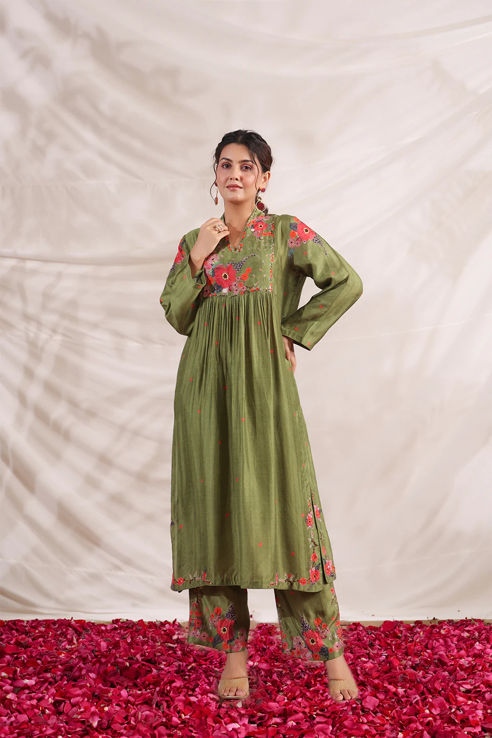 Green Bahaar Frockstyle Kurta Set
