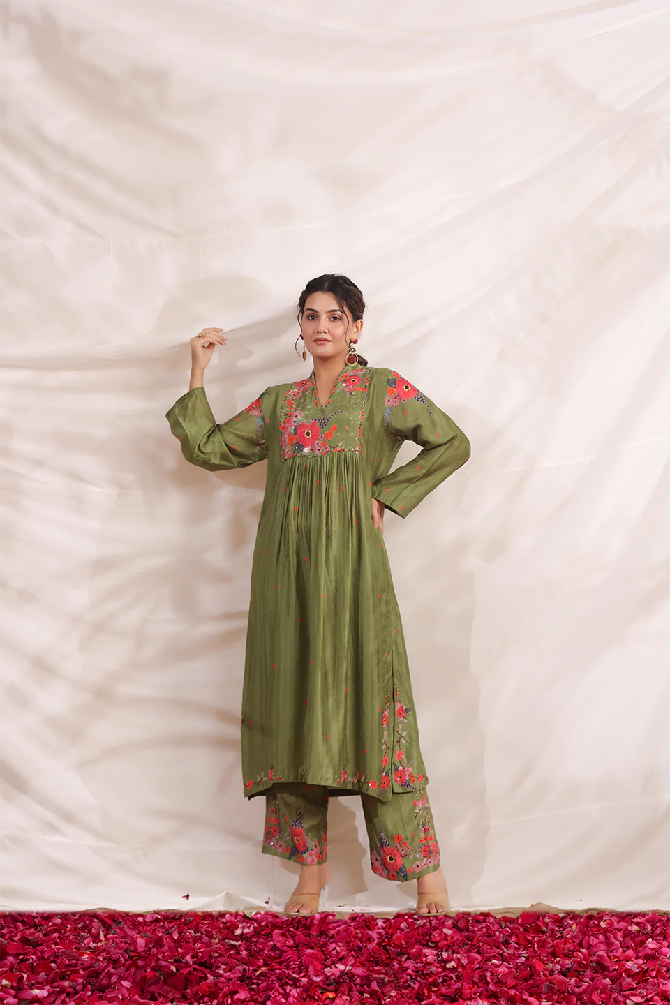 Green Bahaar Frockstyle Kurta Set