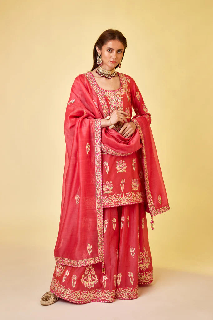Scarlet Red Sharara Set