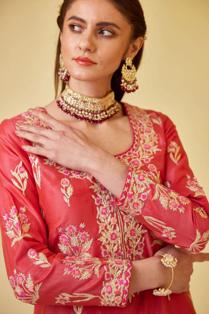 Scarlet Red Sharara Set