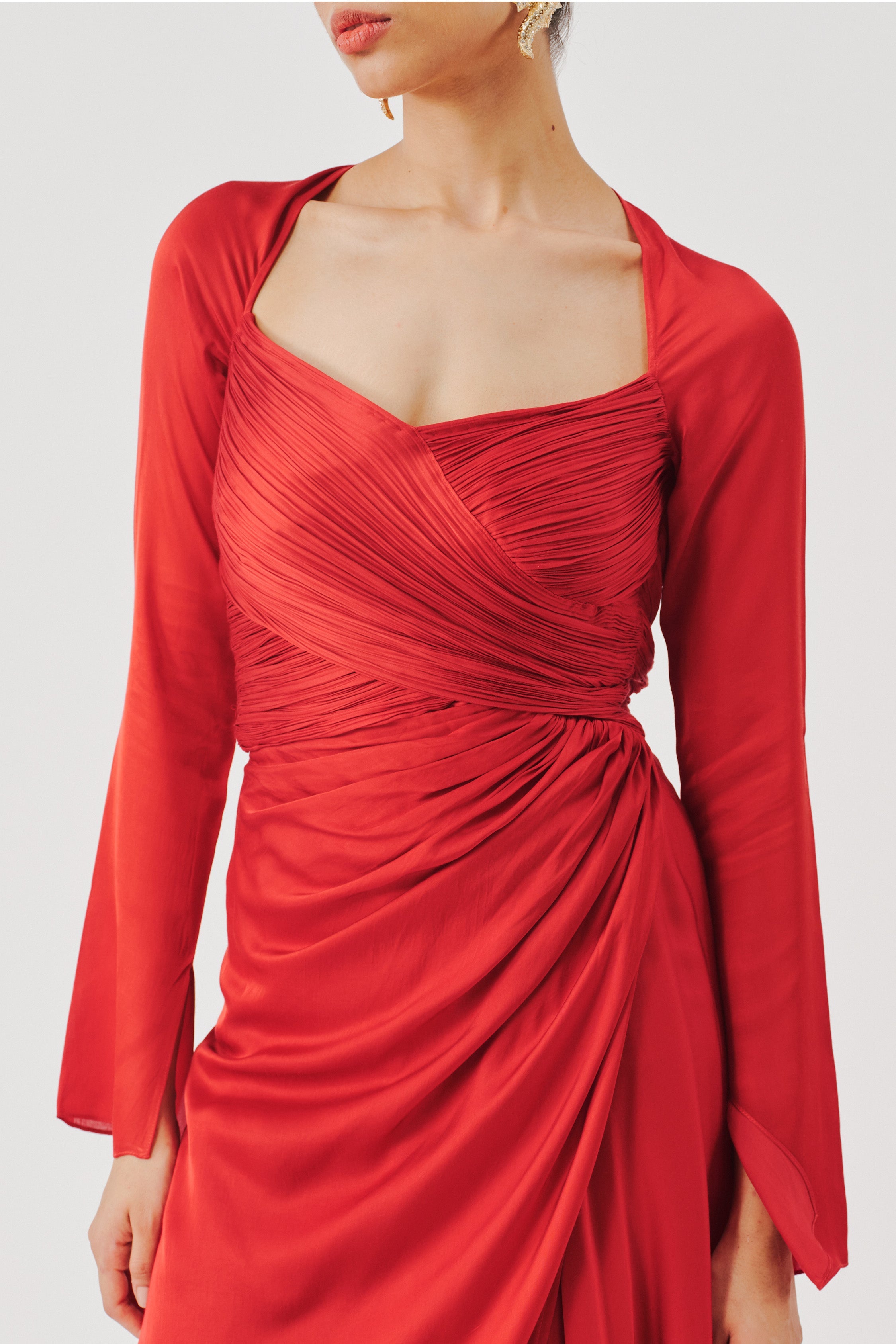 Grace Ruched Dress in Red