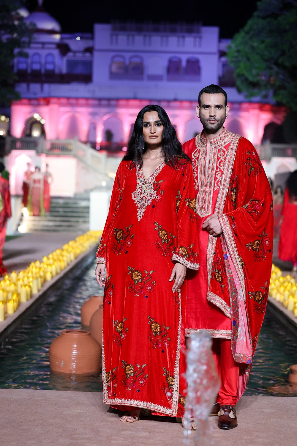 Surkh Laal Vevet Kaftaan set