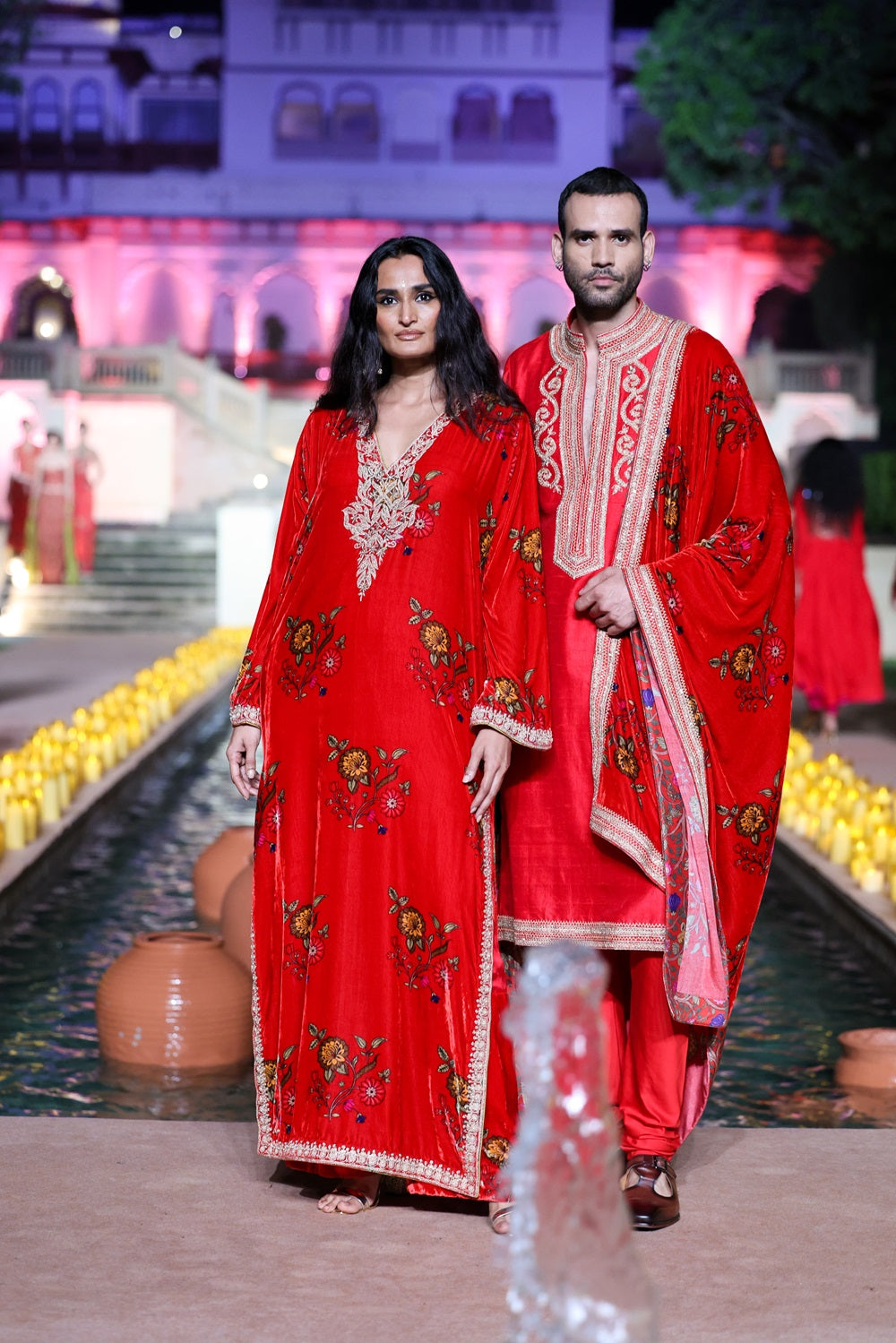 Surkh Laal Vevet Kaftaan set