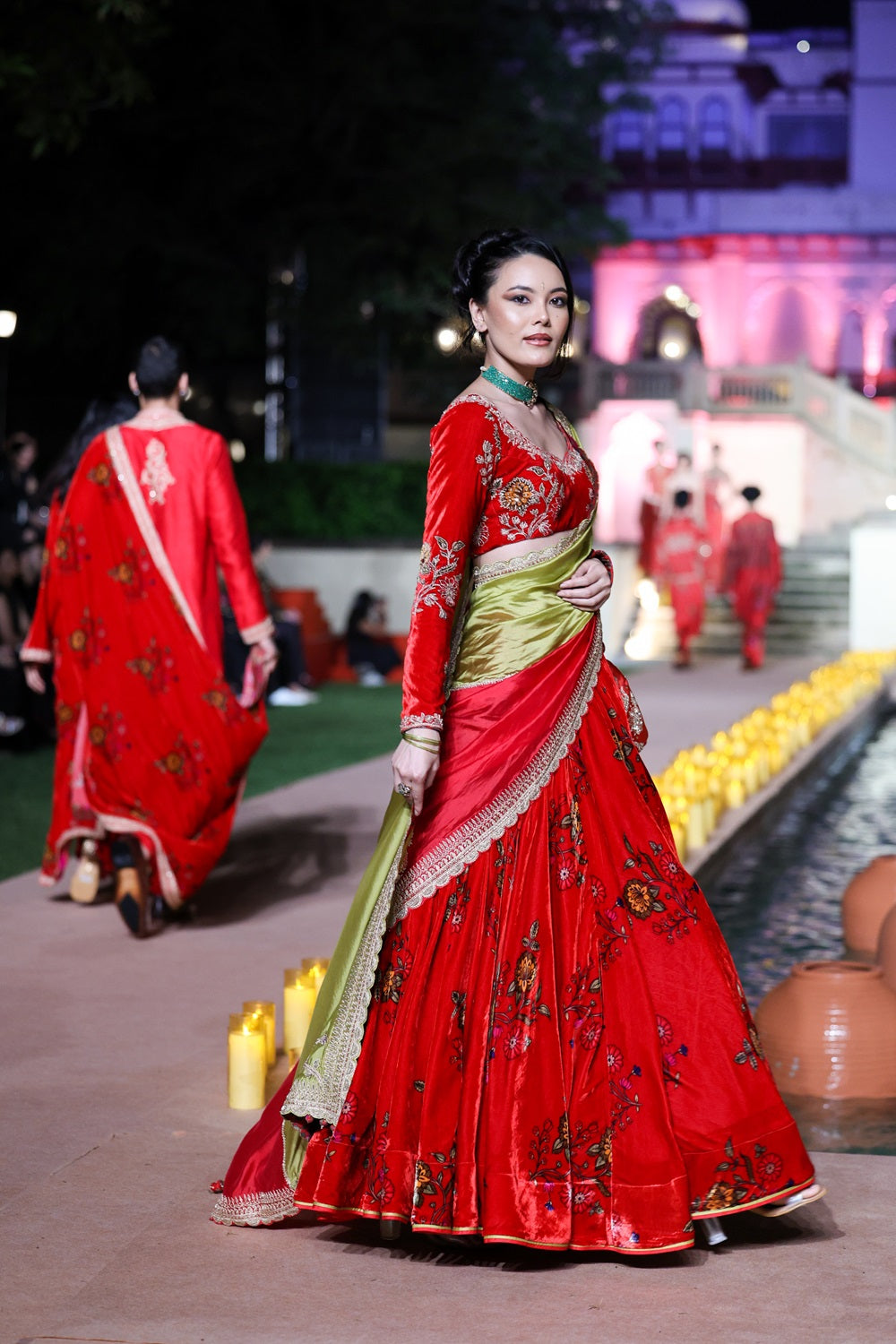 Surkh Laal Velvet Lehenga set