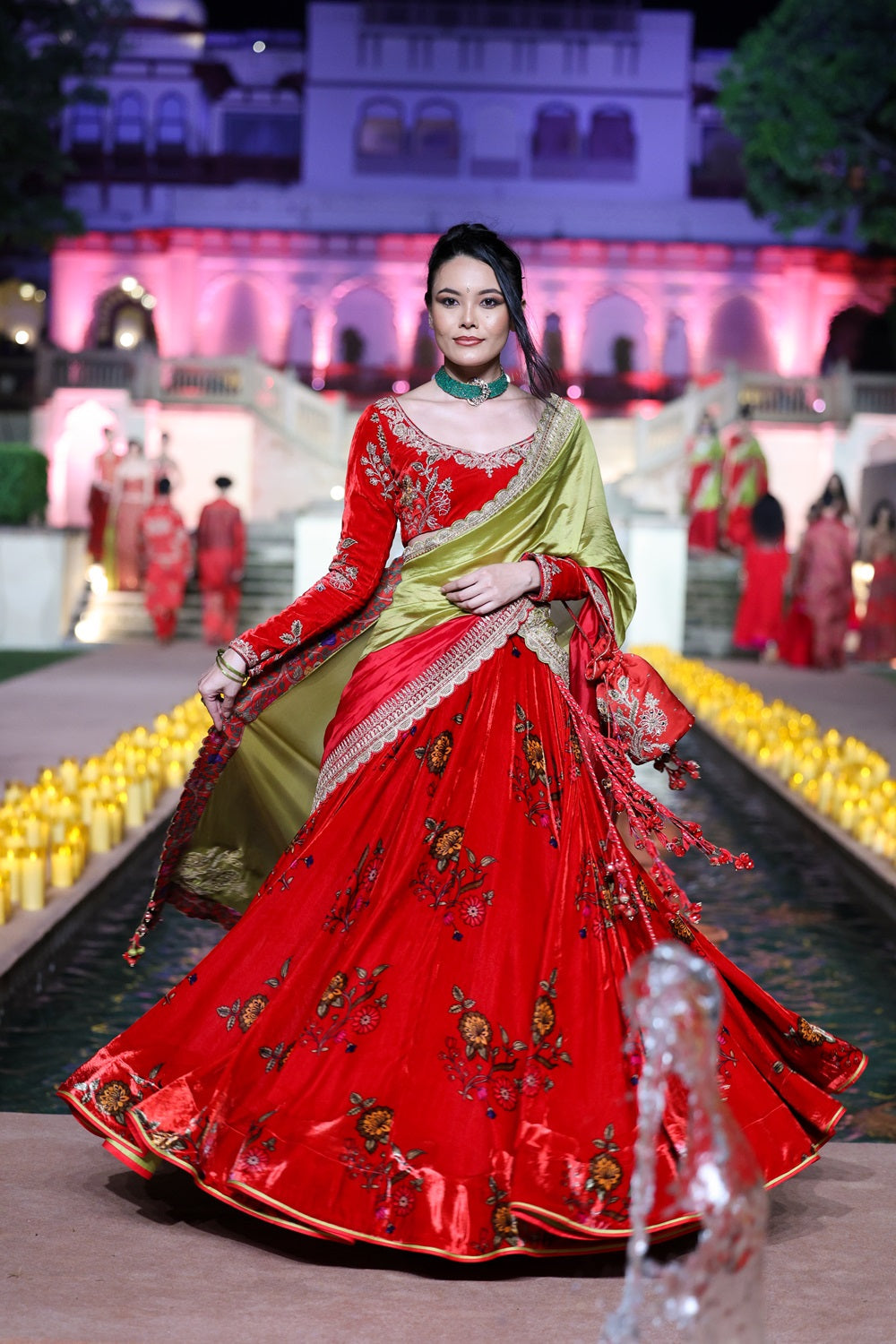 Surkh Laal Velvet Lehenga set