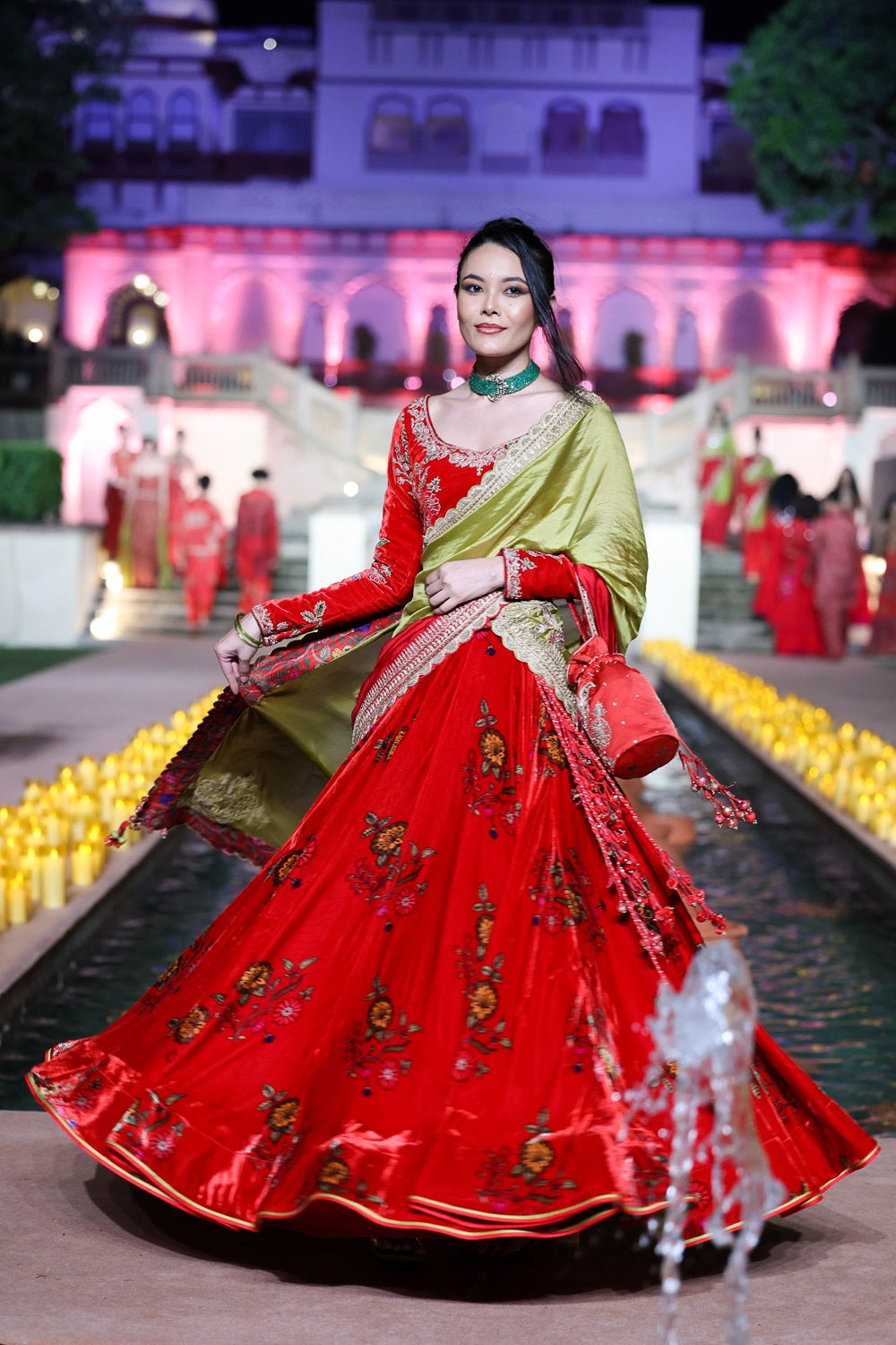 Surkh Laal Velvet Lehenga set