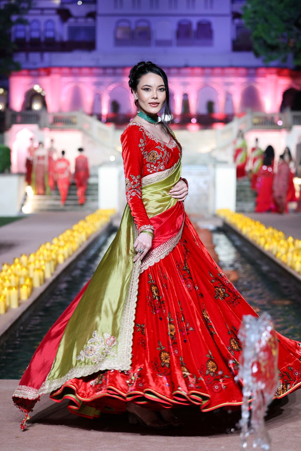 Surkh Laal Velvet Lehenga set