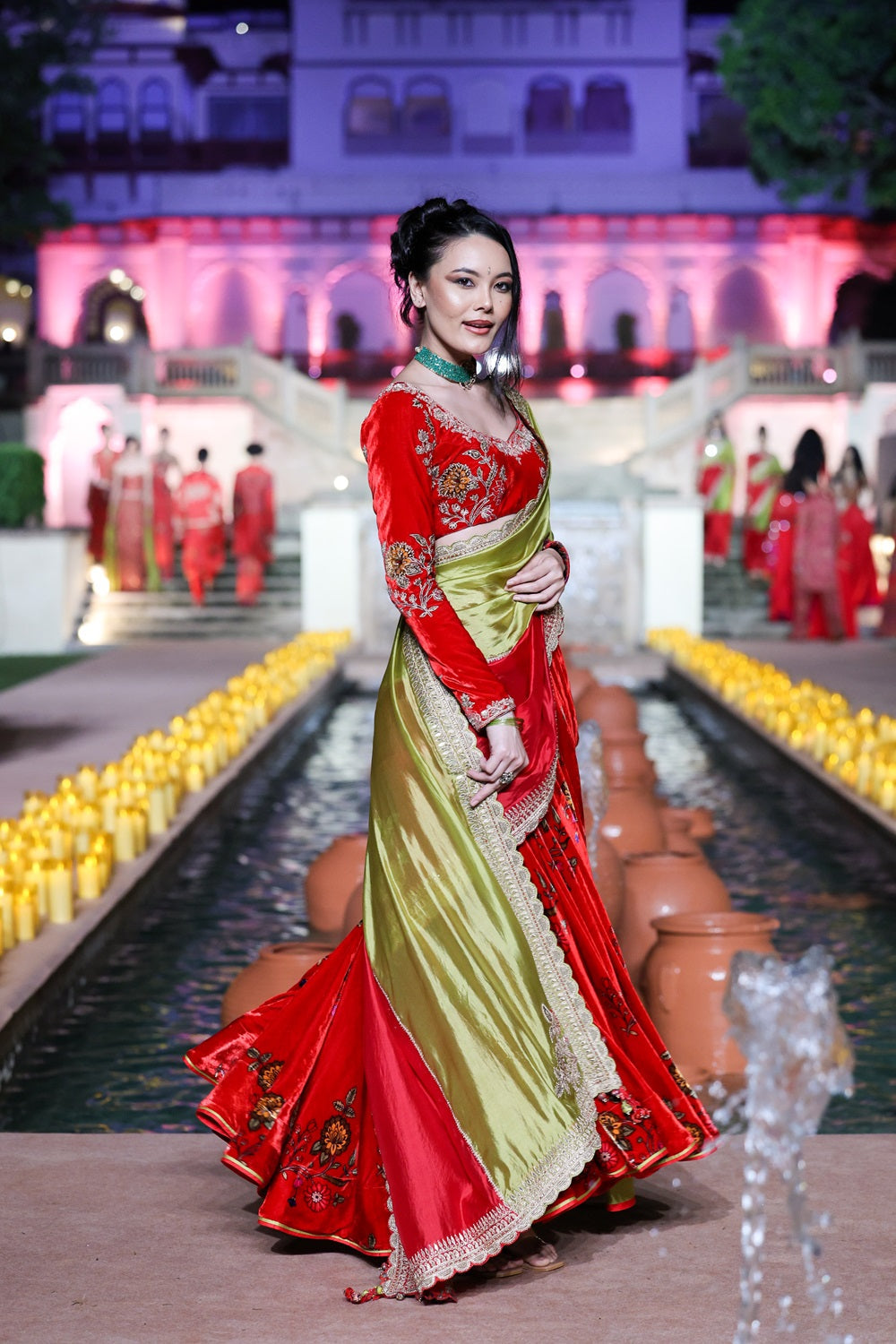 Surkh Laal Velvet Lehenga set