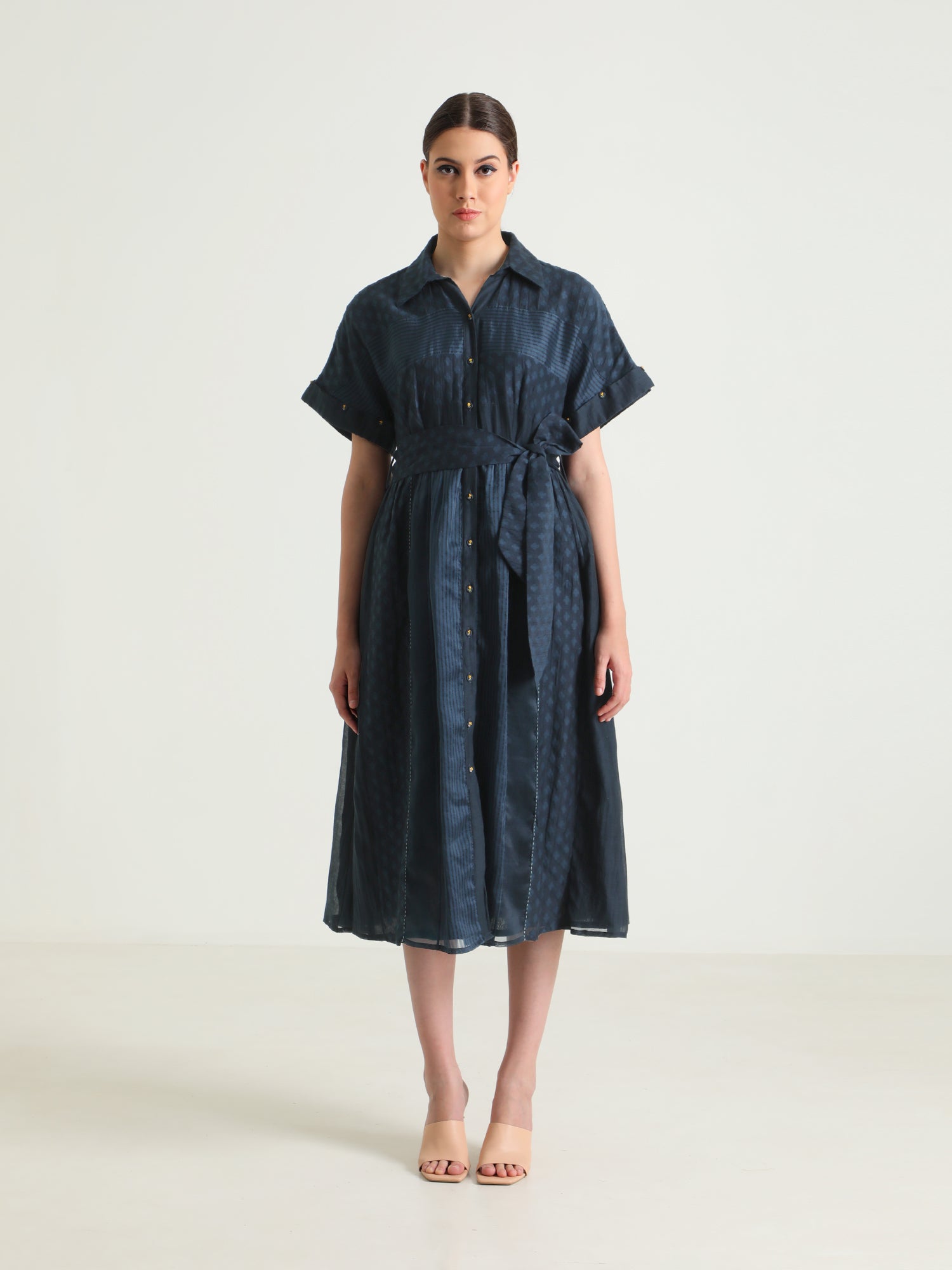 Indigo Lace Dress with Belt