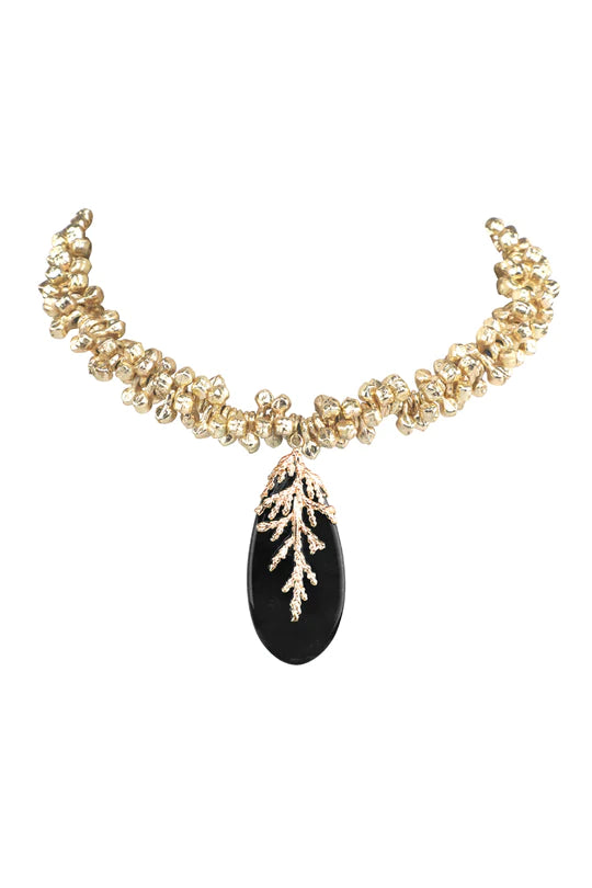 Black Leaf Stone Grape Choker