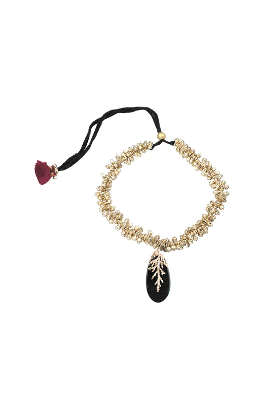 Black Leaf Stone Grape Choker