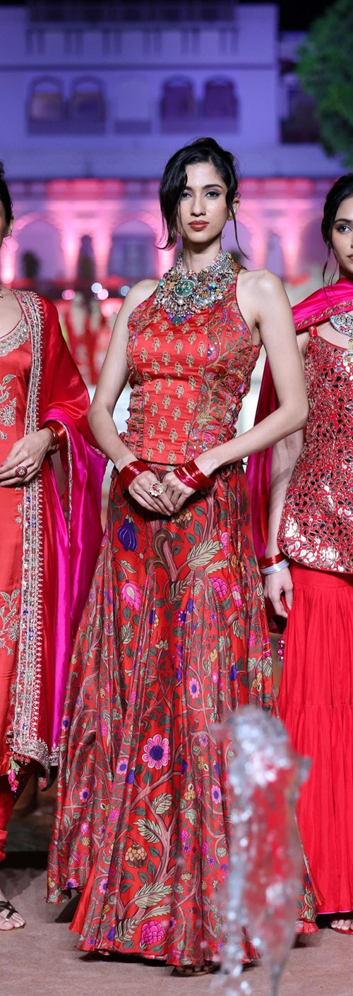 Surkh Laal Corset with Skirt