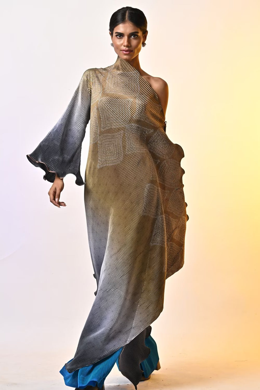 Olive ombre pleated drape