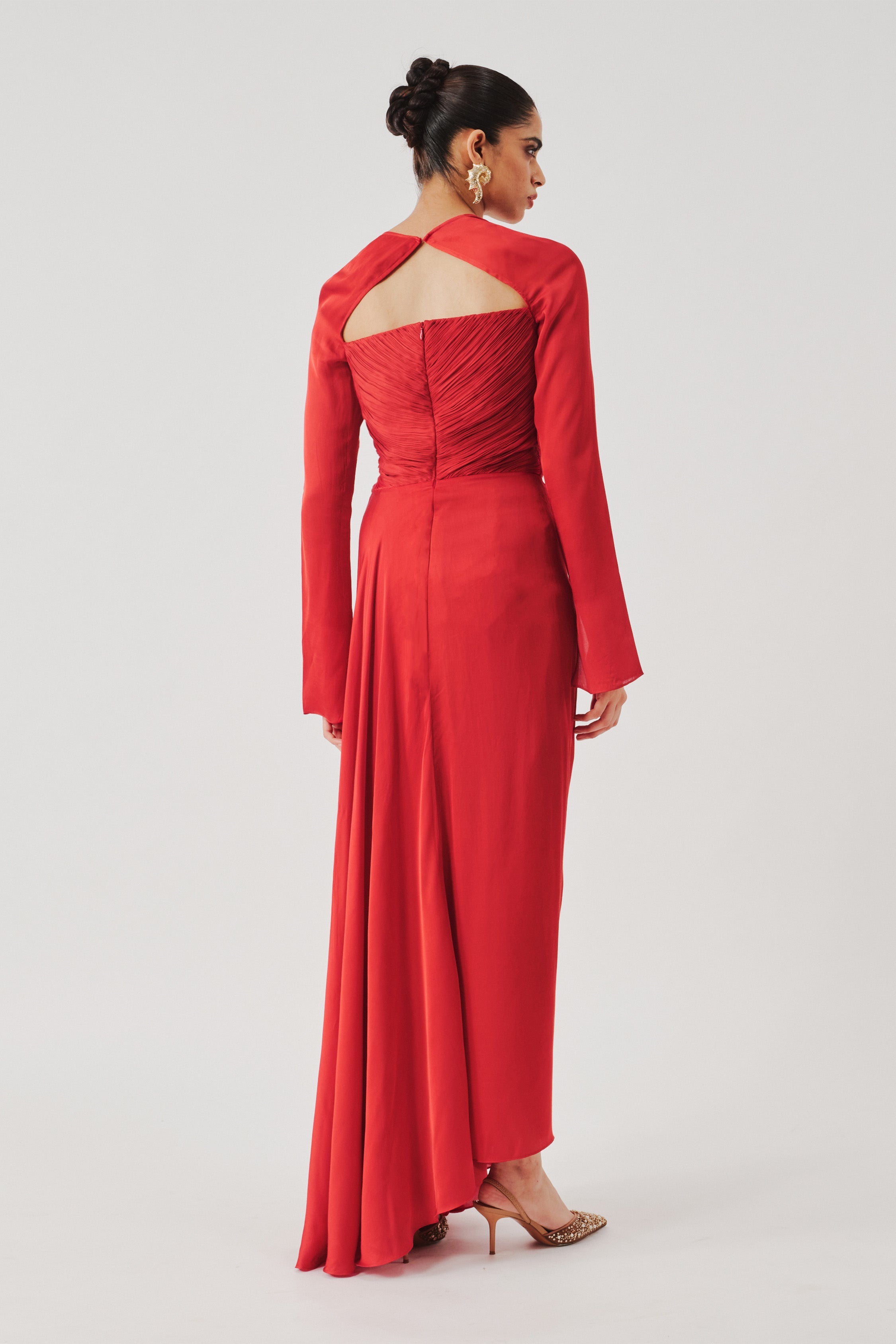 Grace Ruched Dress in Red