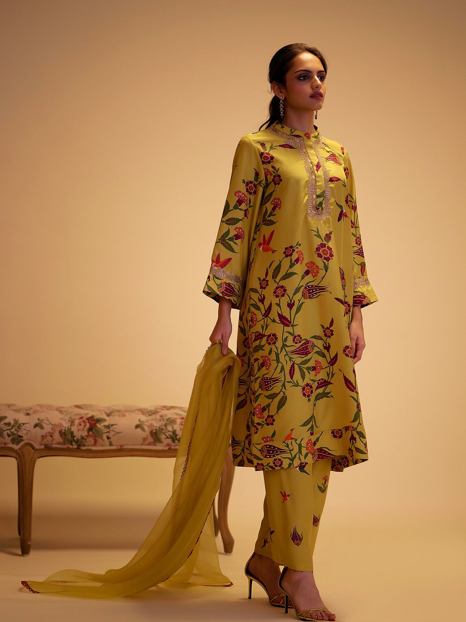 Tahira - Yellow Print Silk