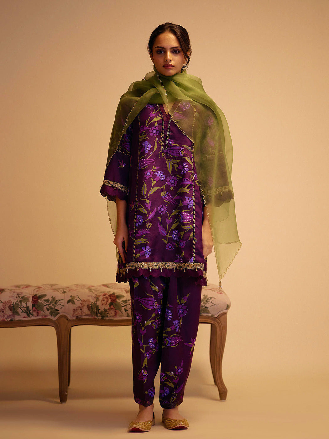 Farida - Purple Print Silk