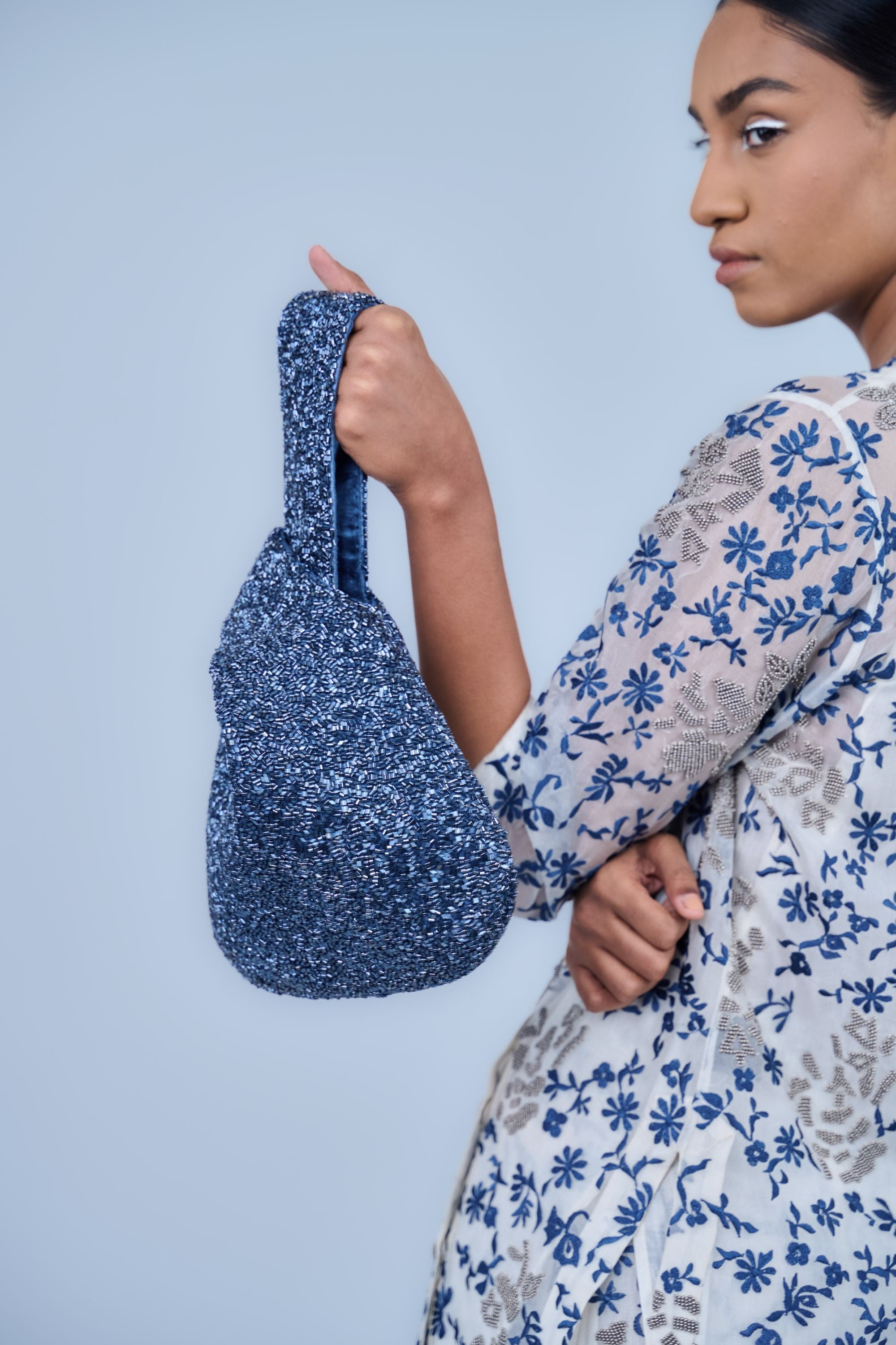 Ecru Spc Slv Silk Organza Skirt