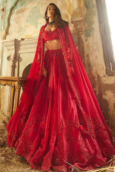 Red Zeeana Lehenga Set