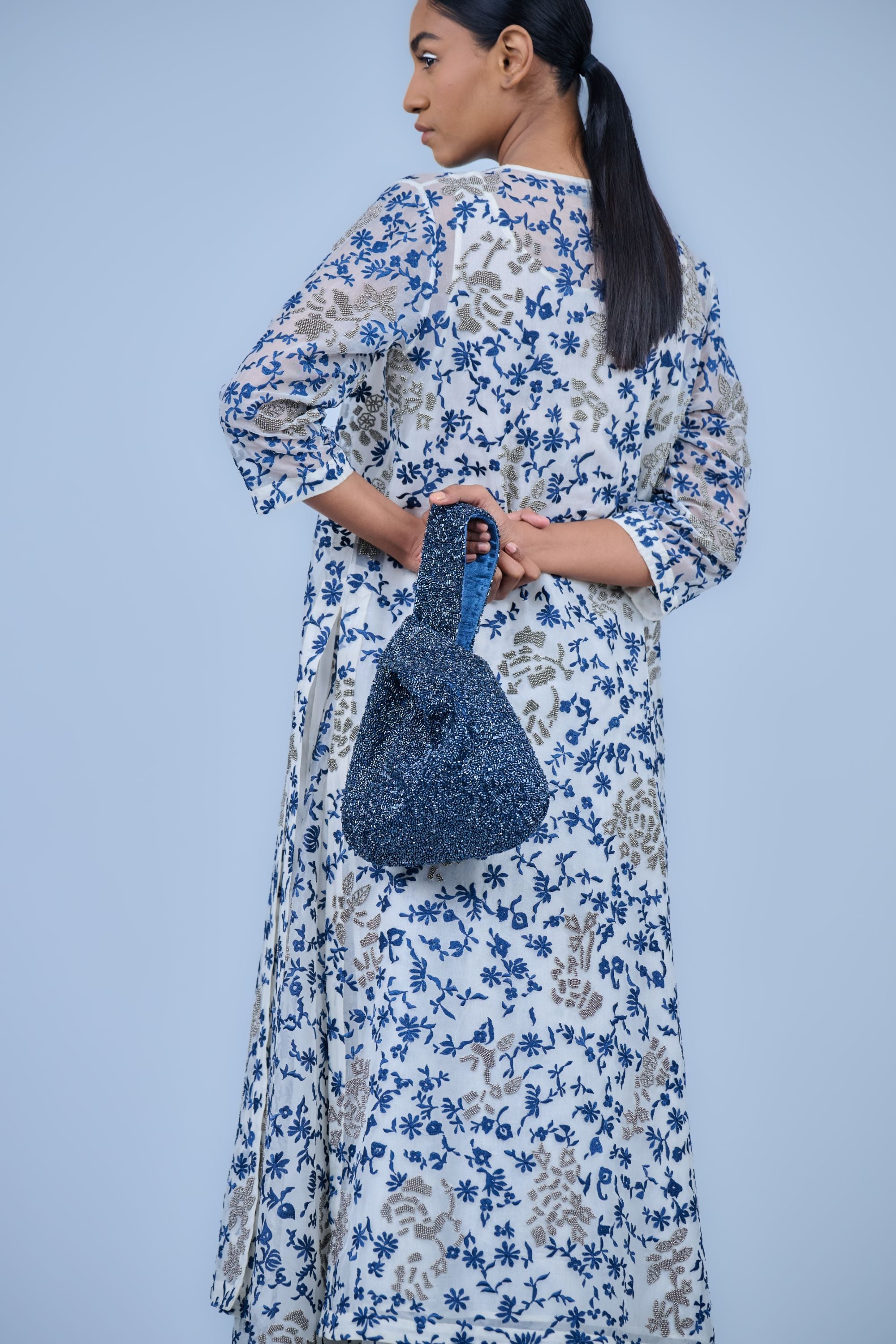 Ecru Spc Slv Silk Organza Kurta
