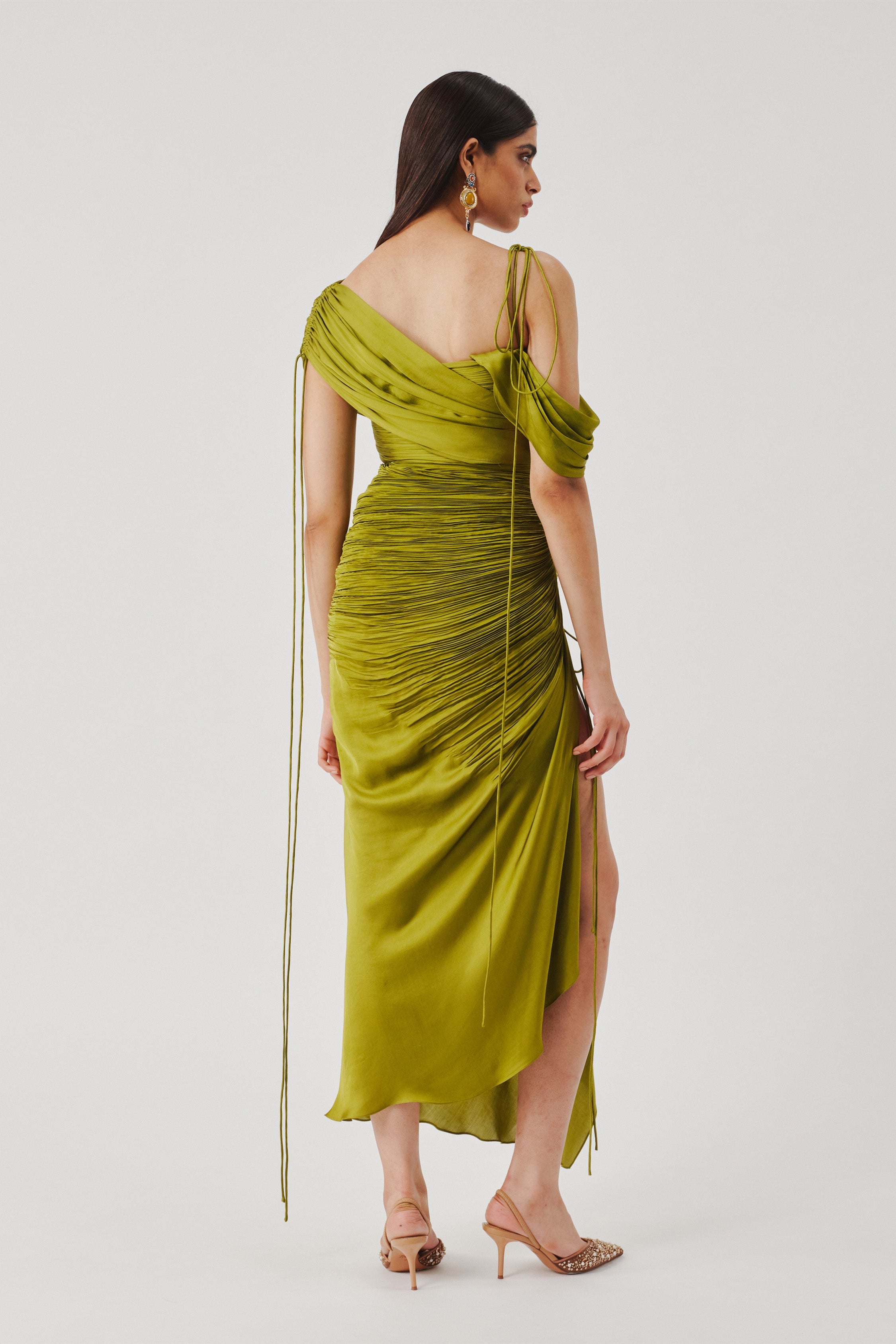 Olive Ruched Dress