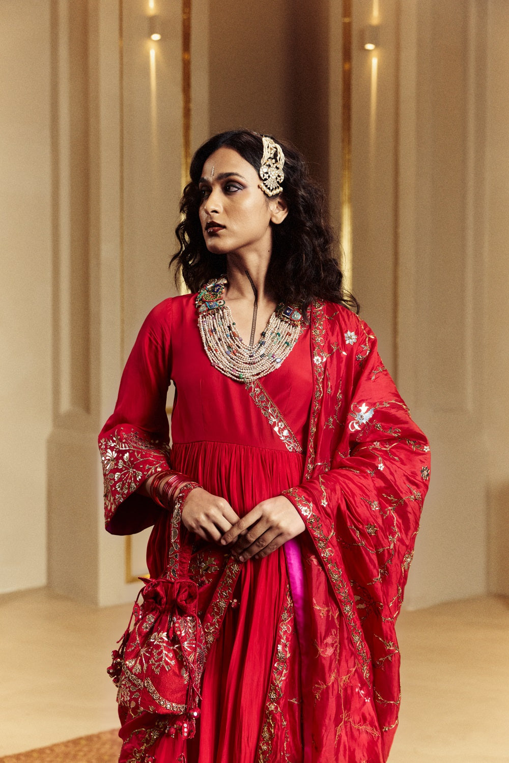 Surkh Laal Anarkali Gharara set
