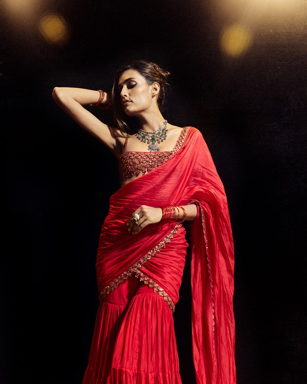 Surkh Laal Gharara Saree Set