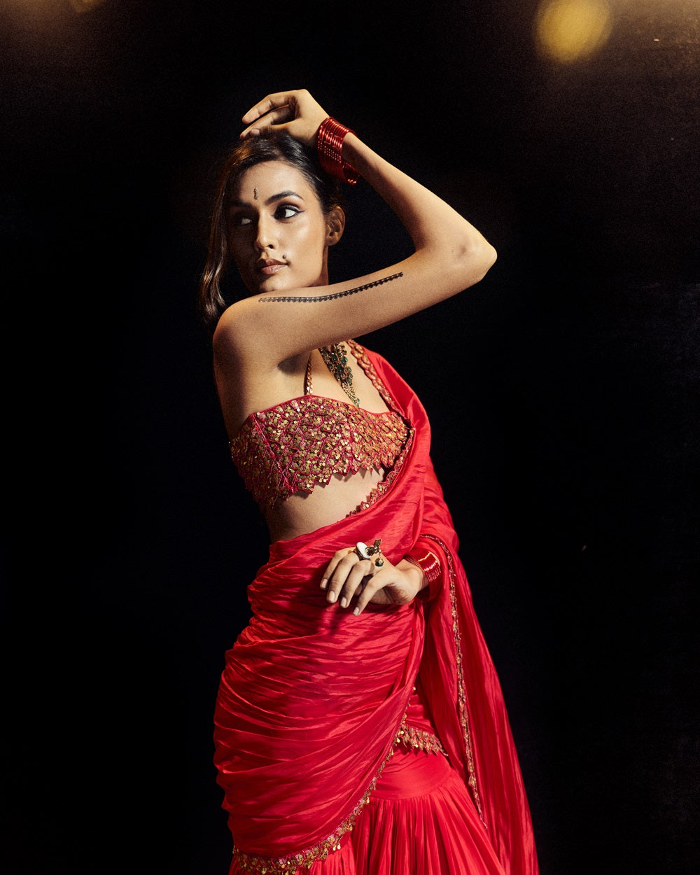 Surkh Laal Gharara Saree Set