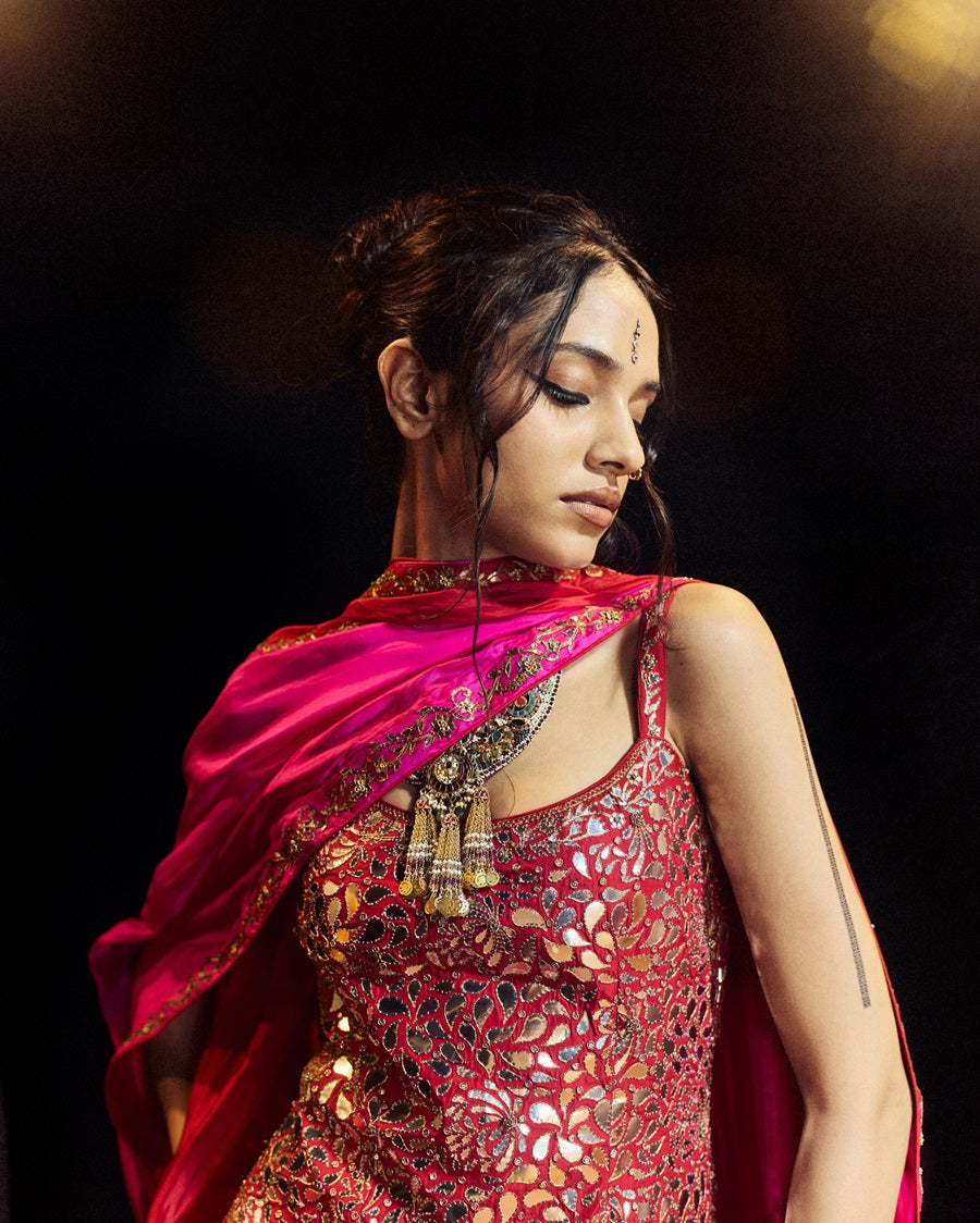 Surkh Laal Kurta Gharara Set