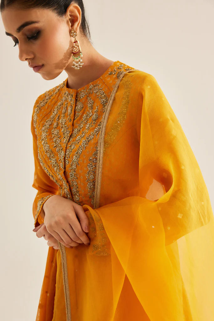Mustard Anarkali Set