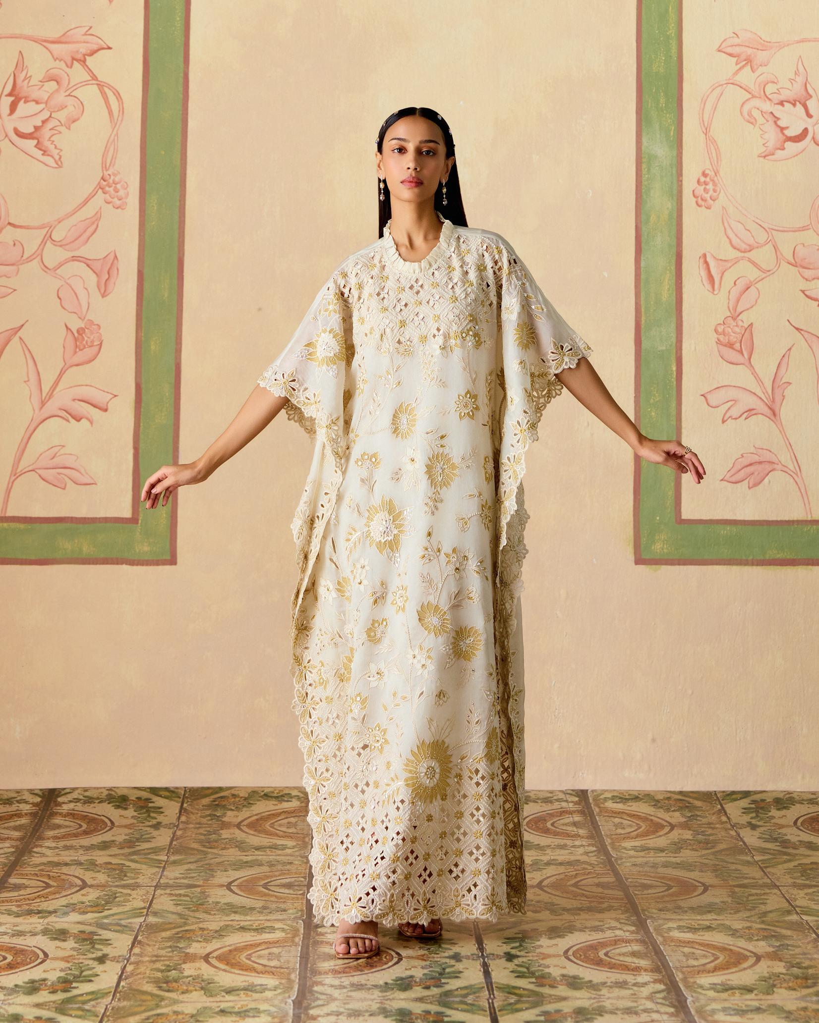 IVORY AND GOLD LONG KAFTAN