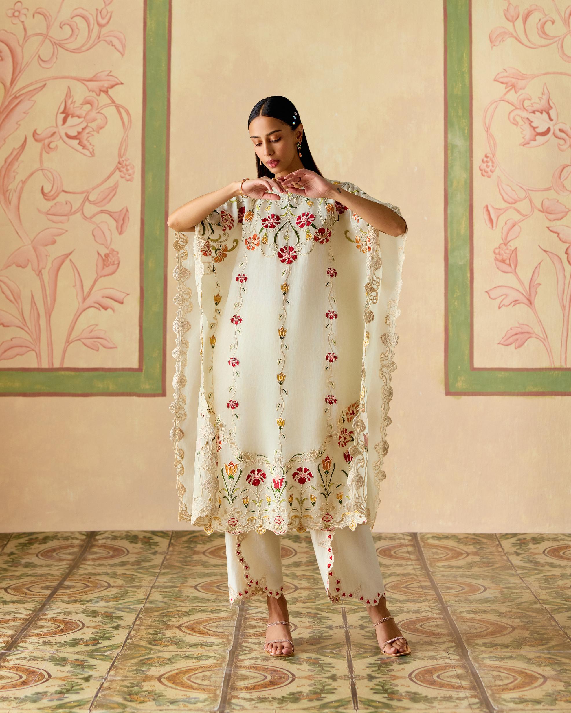 IVORY APPLIQUE KAFTAN