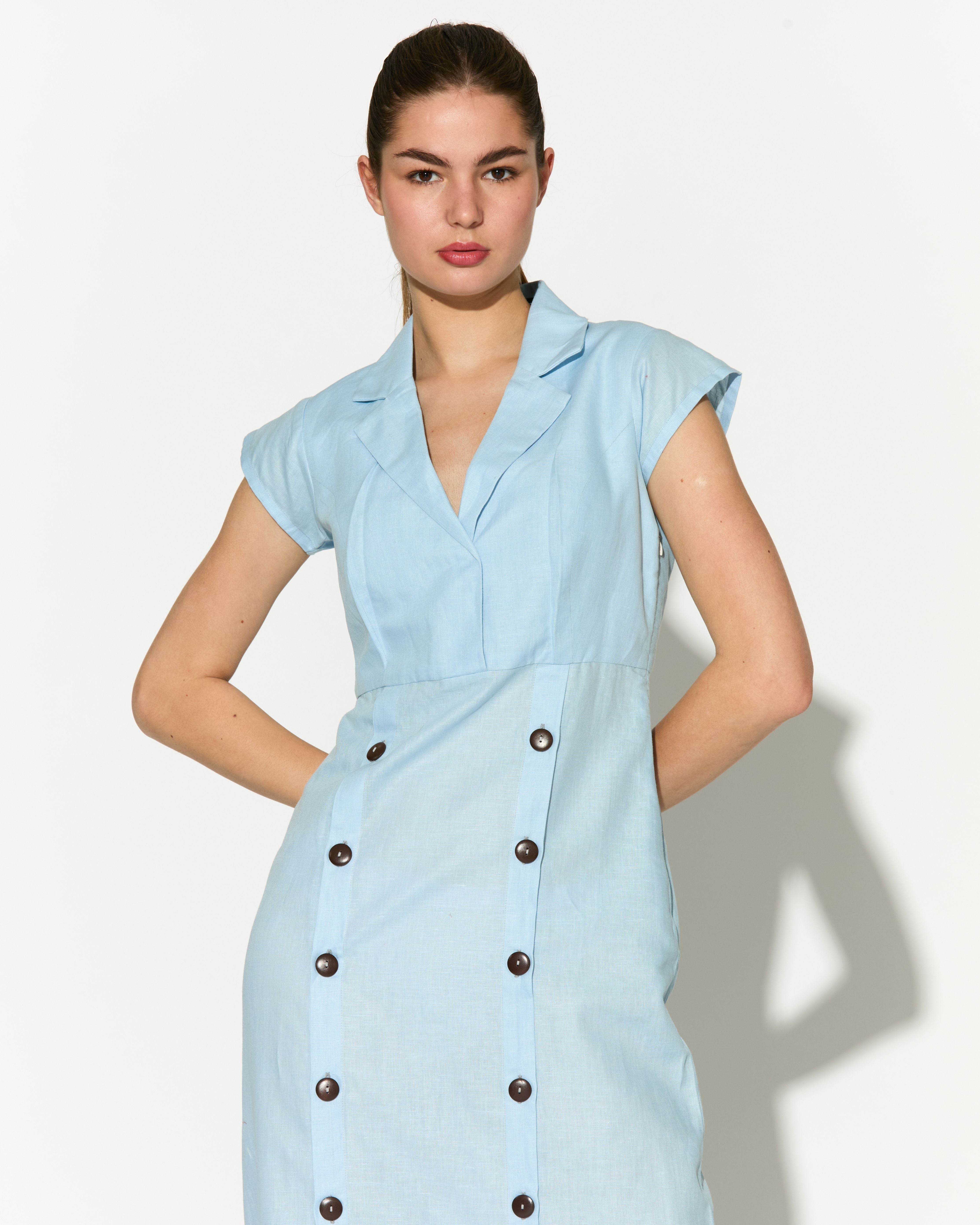 LIGHT BLUE SLEEVELESS LONG DRESS