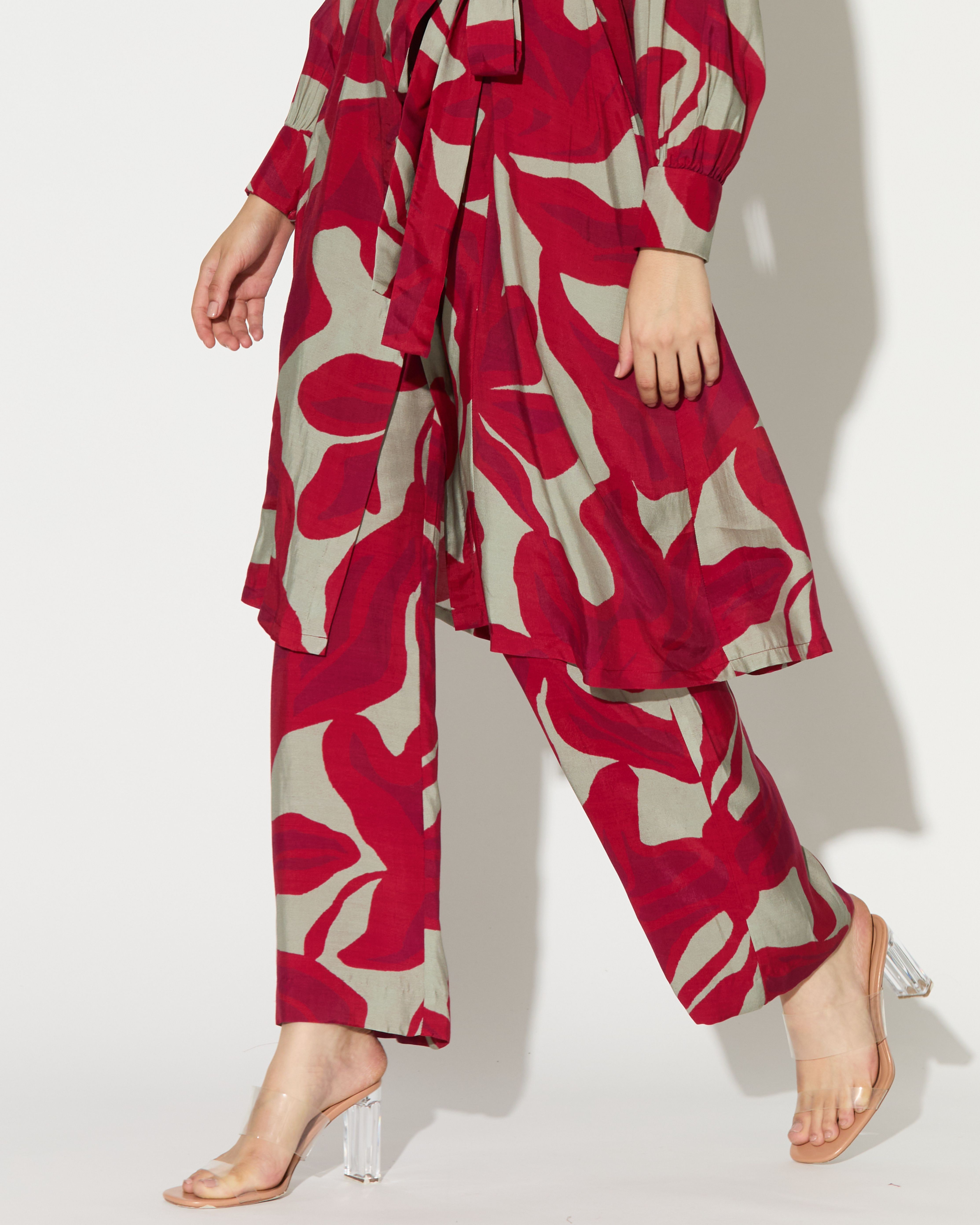 BEIGE AND HOT PINK FLORAL PANTS