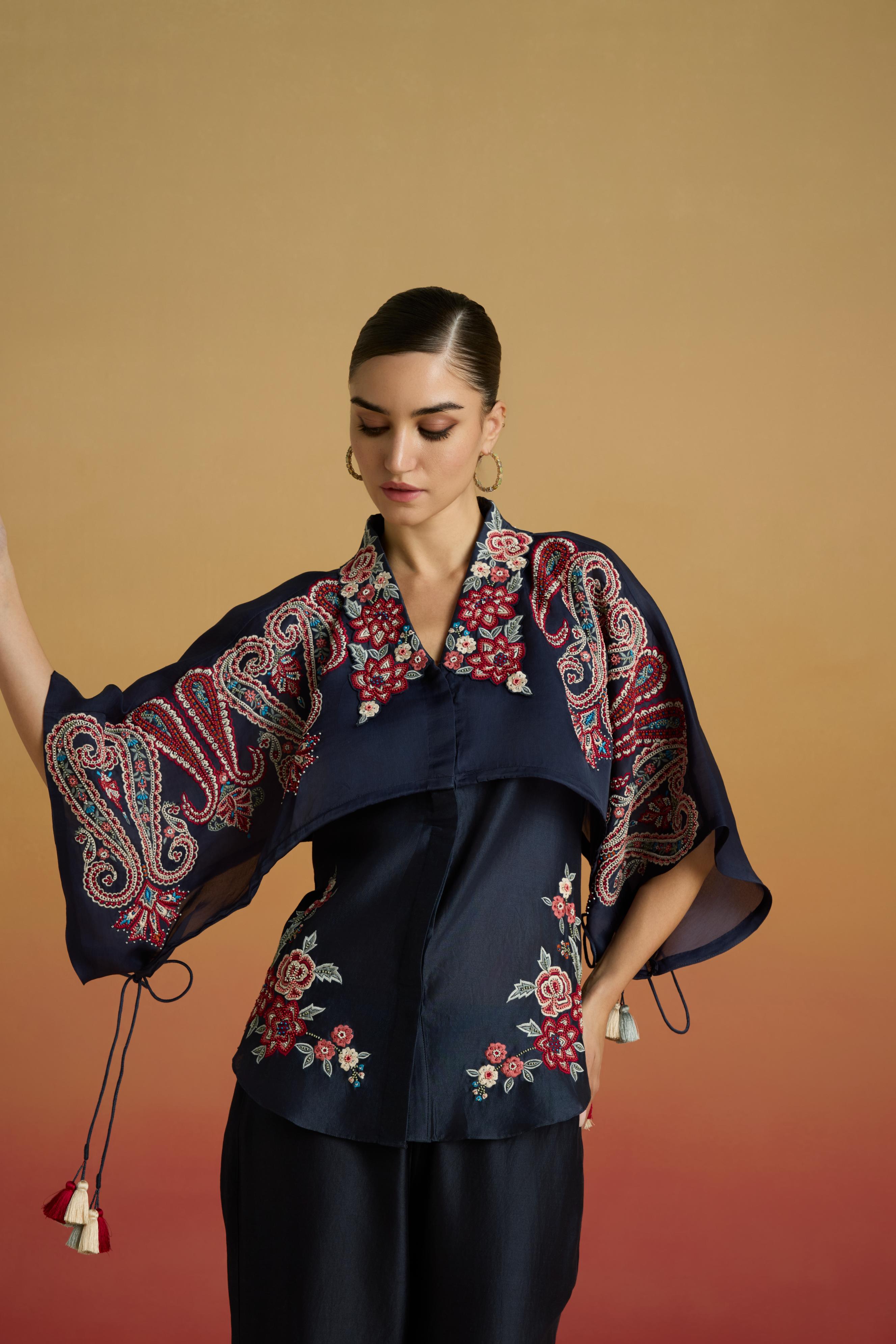 INDIGO PAISLEY LAYERED SHIRT