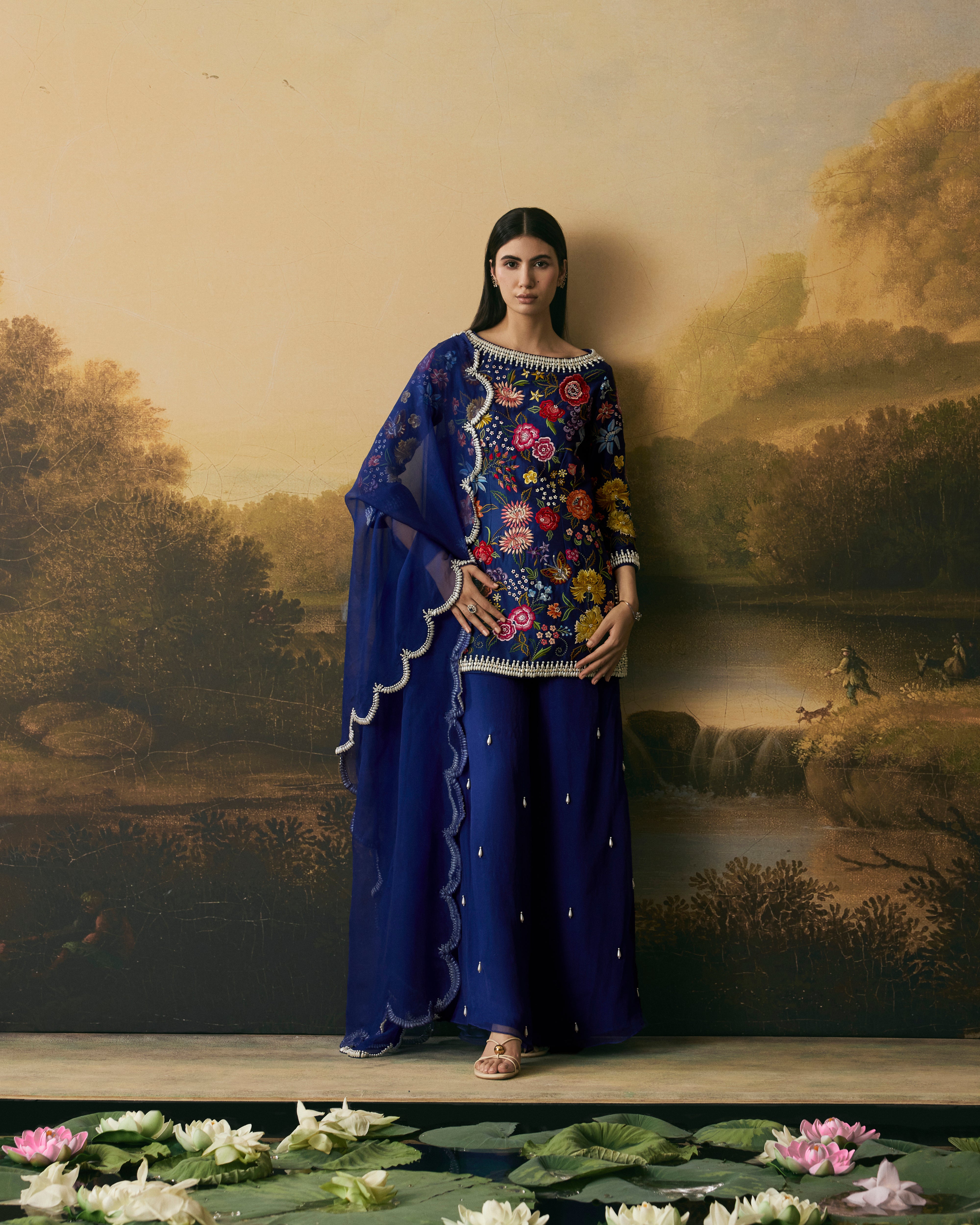 COBALT BLUE BEADWORK DUPATTA