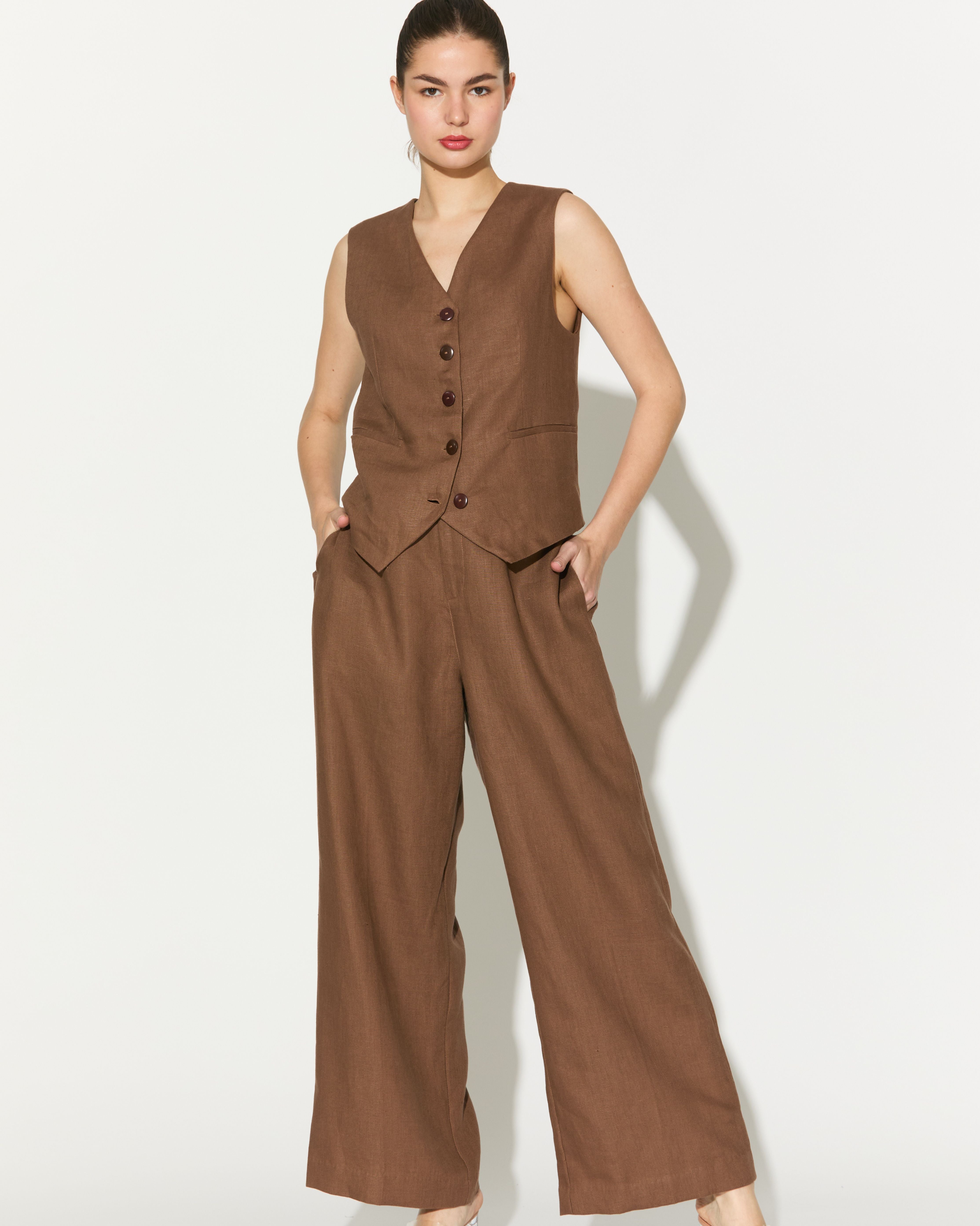 BROWN PLAIN PANTS