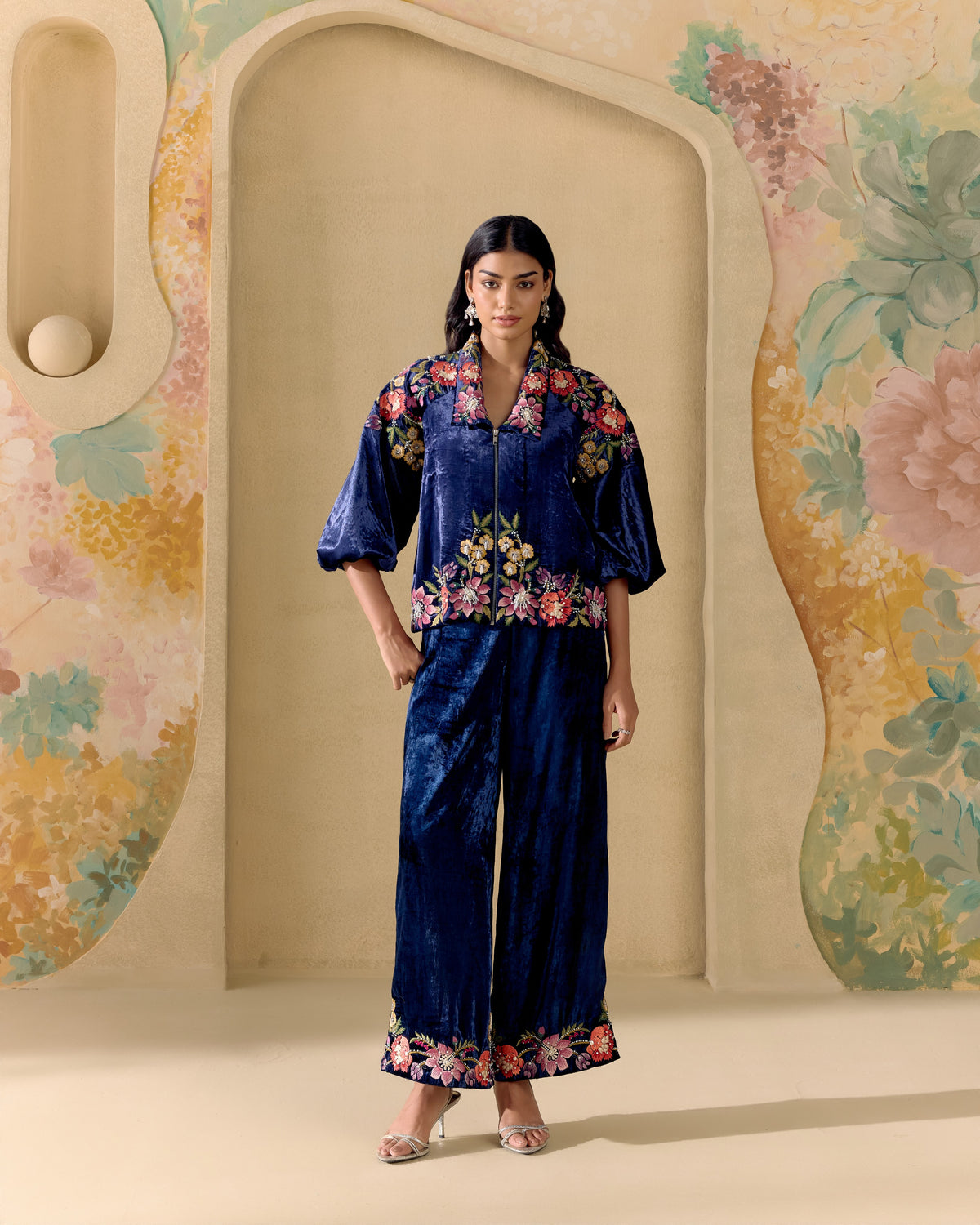 Indigo Fleur Embroidered Pants