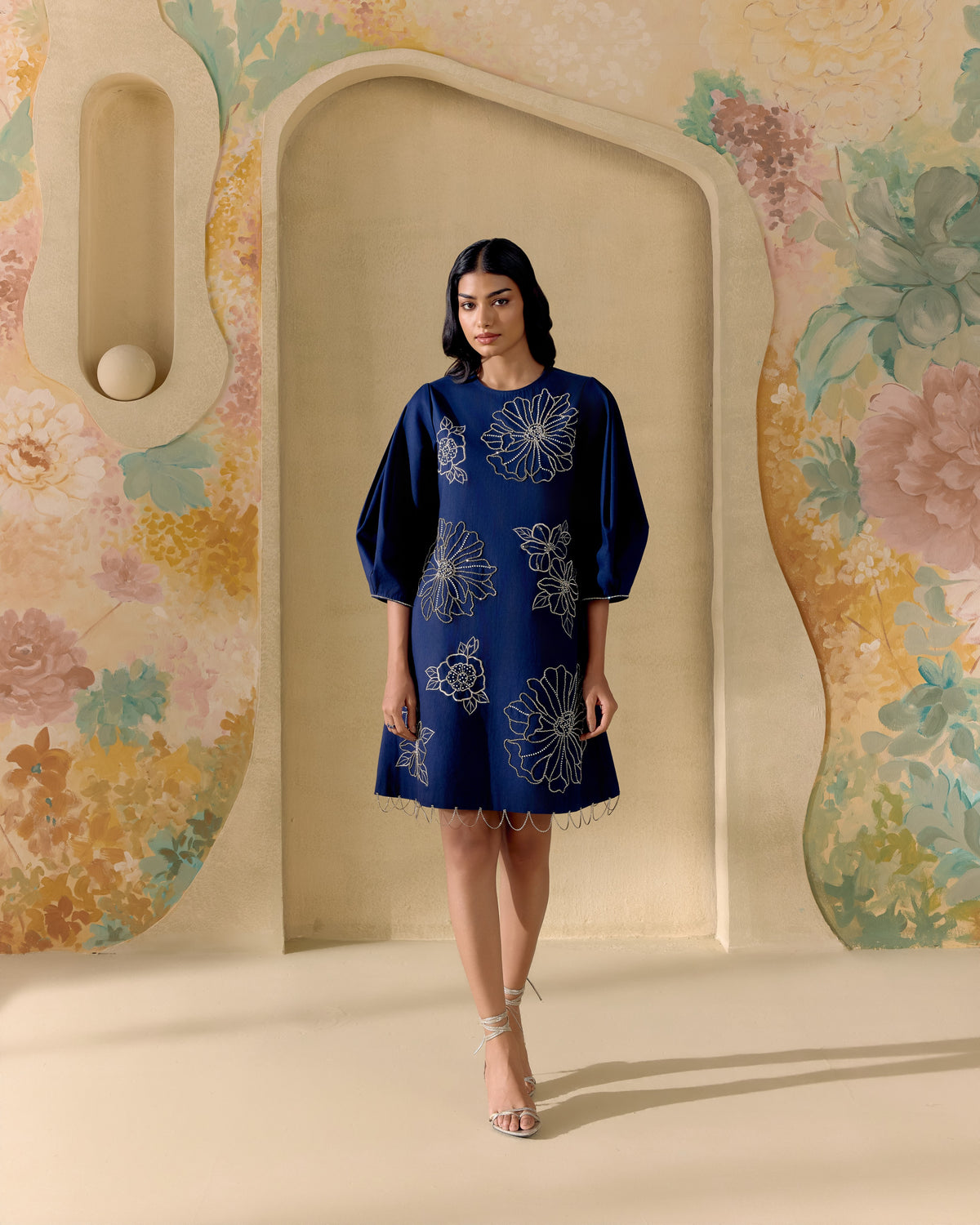 Indigo And Silver Embellished Dress