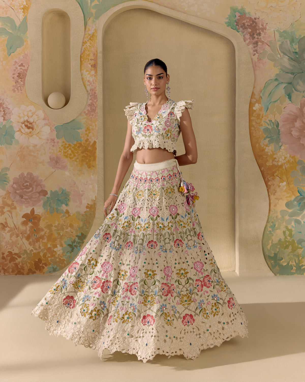 Ivory Floral Bloom Lehenga