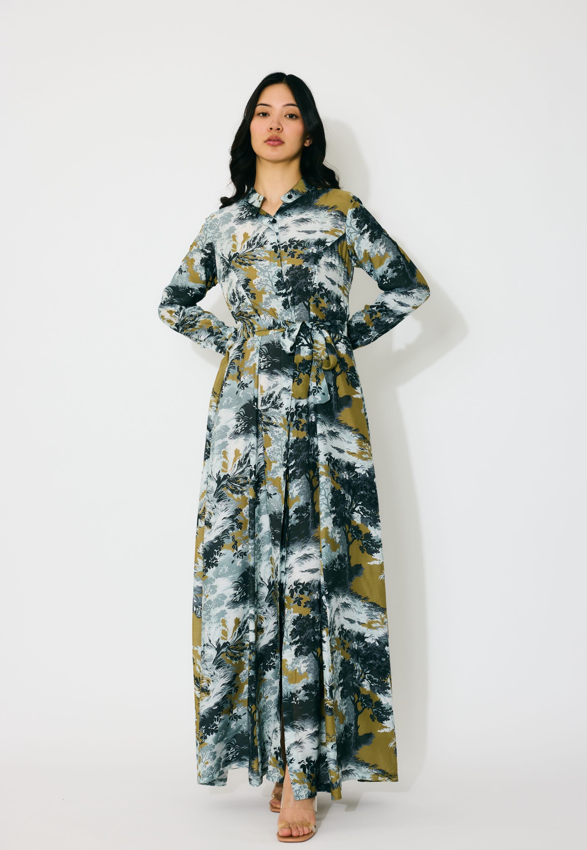 GOLD, GREY AND BLACK TOILE SHIRT DRESS