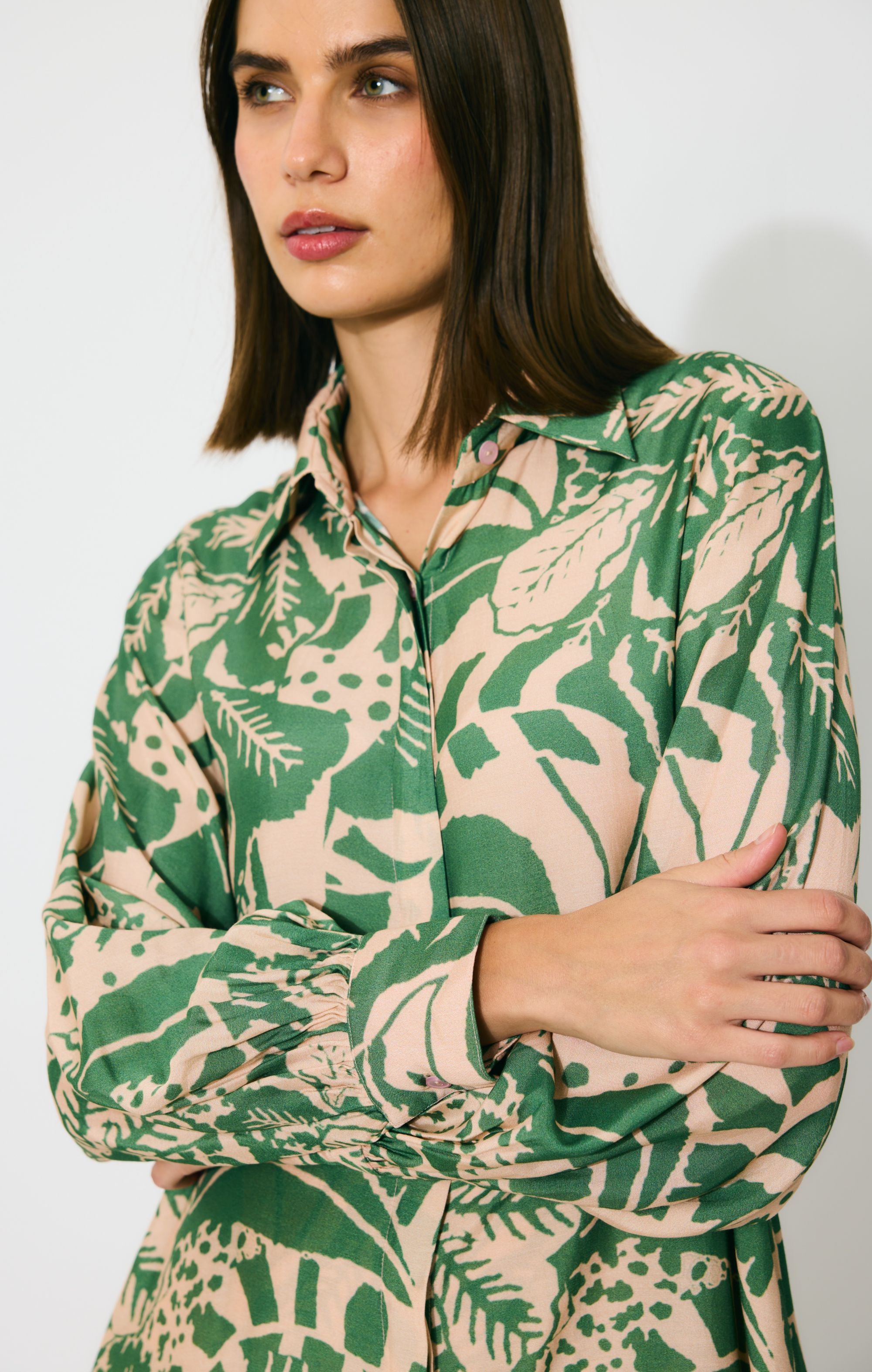 PEACH AND GREEN SHIRT