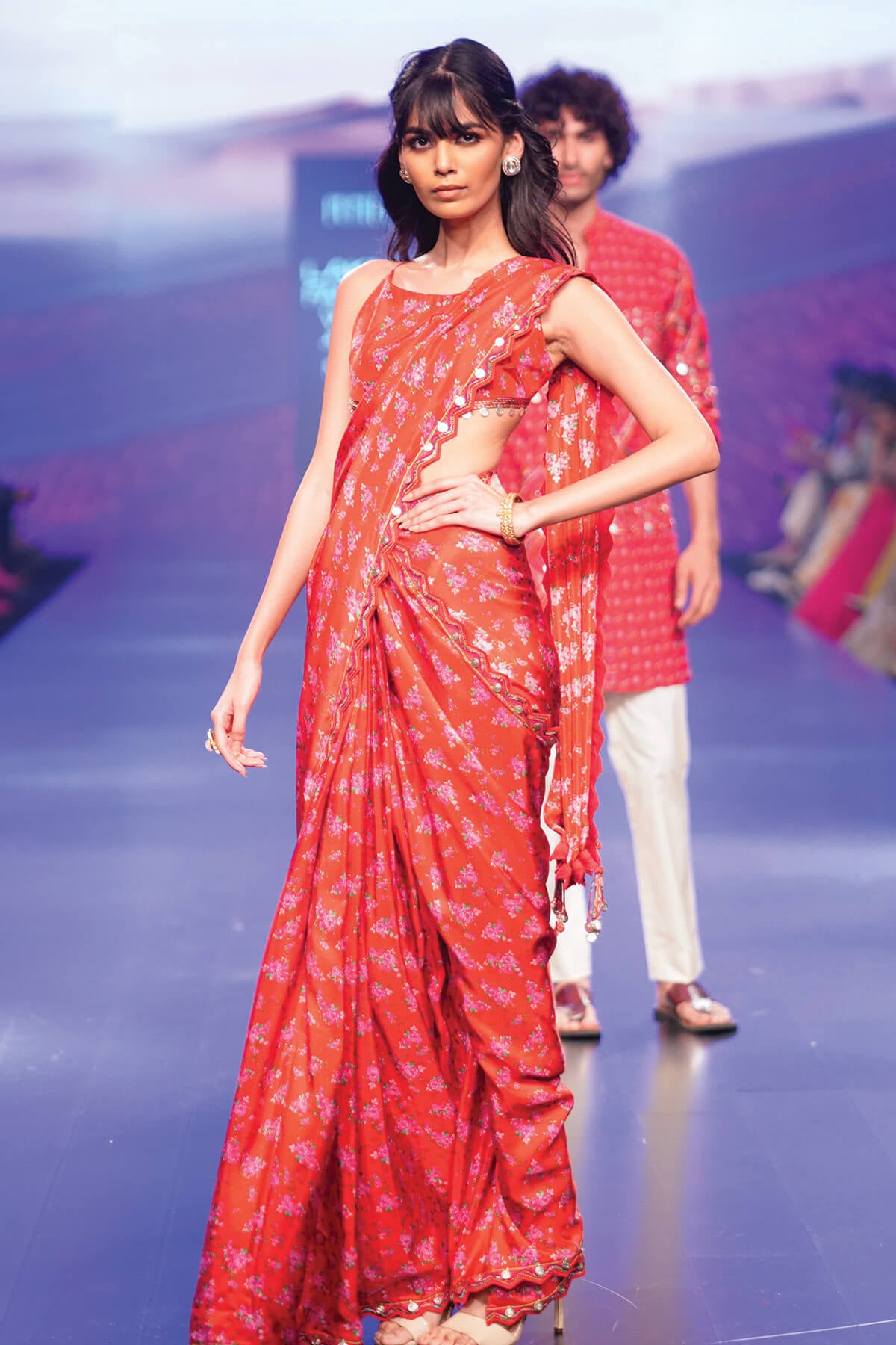 Surkh Laal Predraped Saree