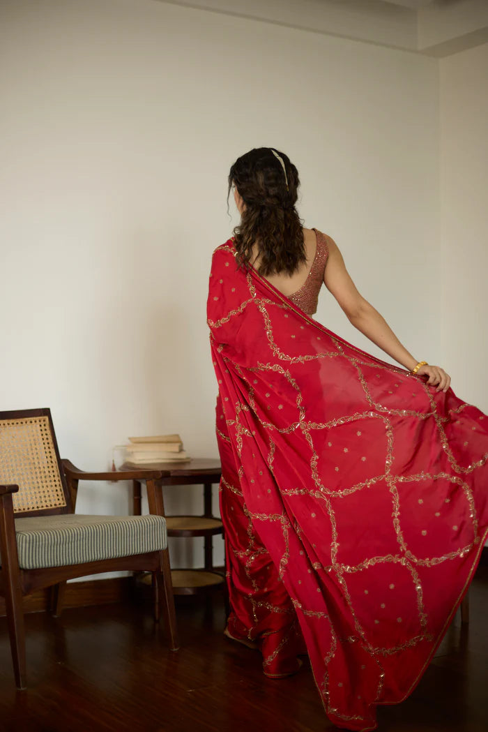 Red Maitreyi Saree