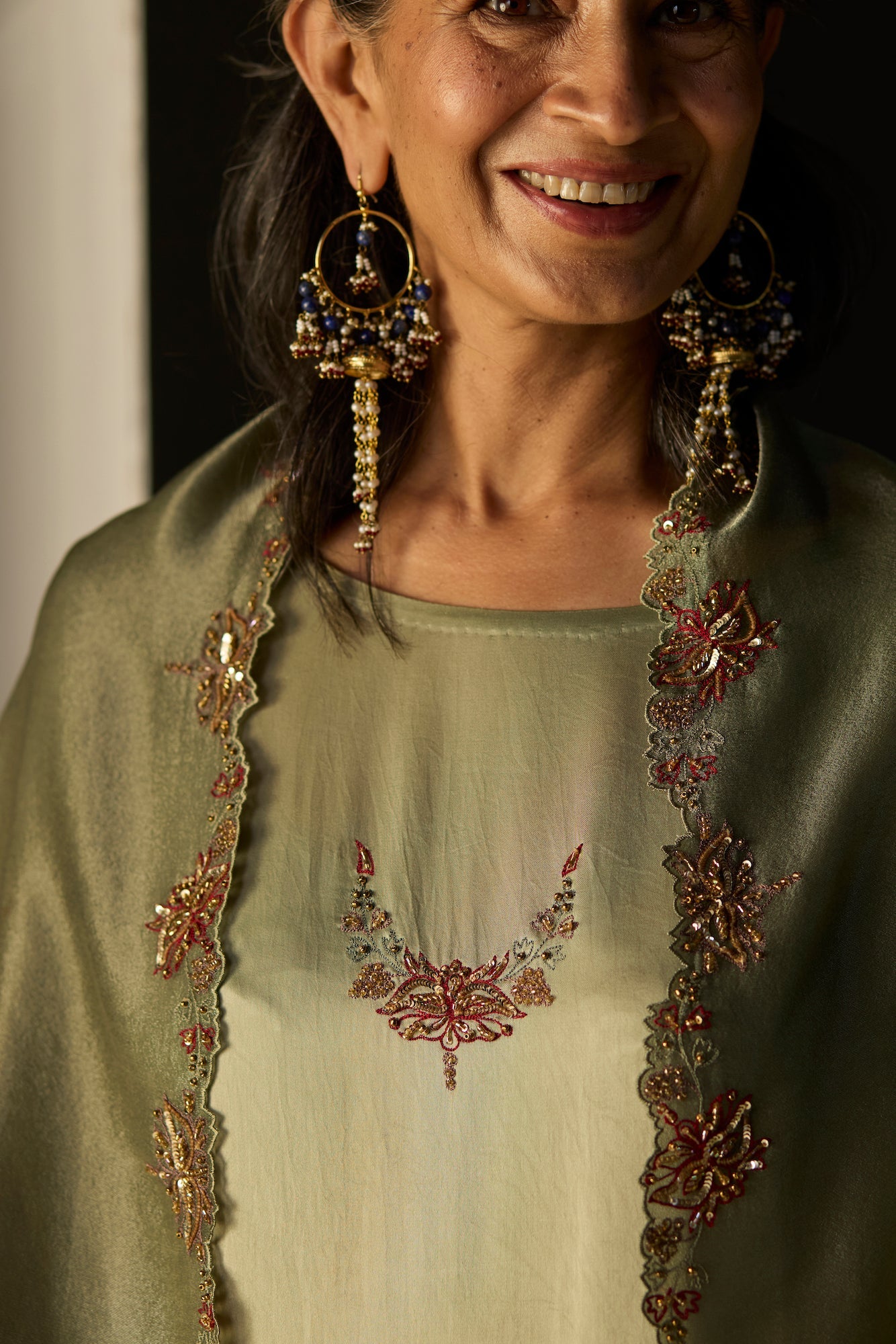 Elegant Green Nazakat Silk Kurta Suit Set with Dupatta & Churidar