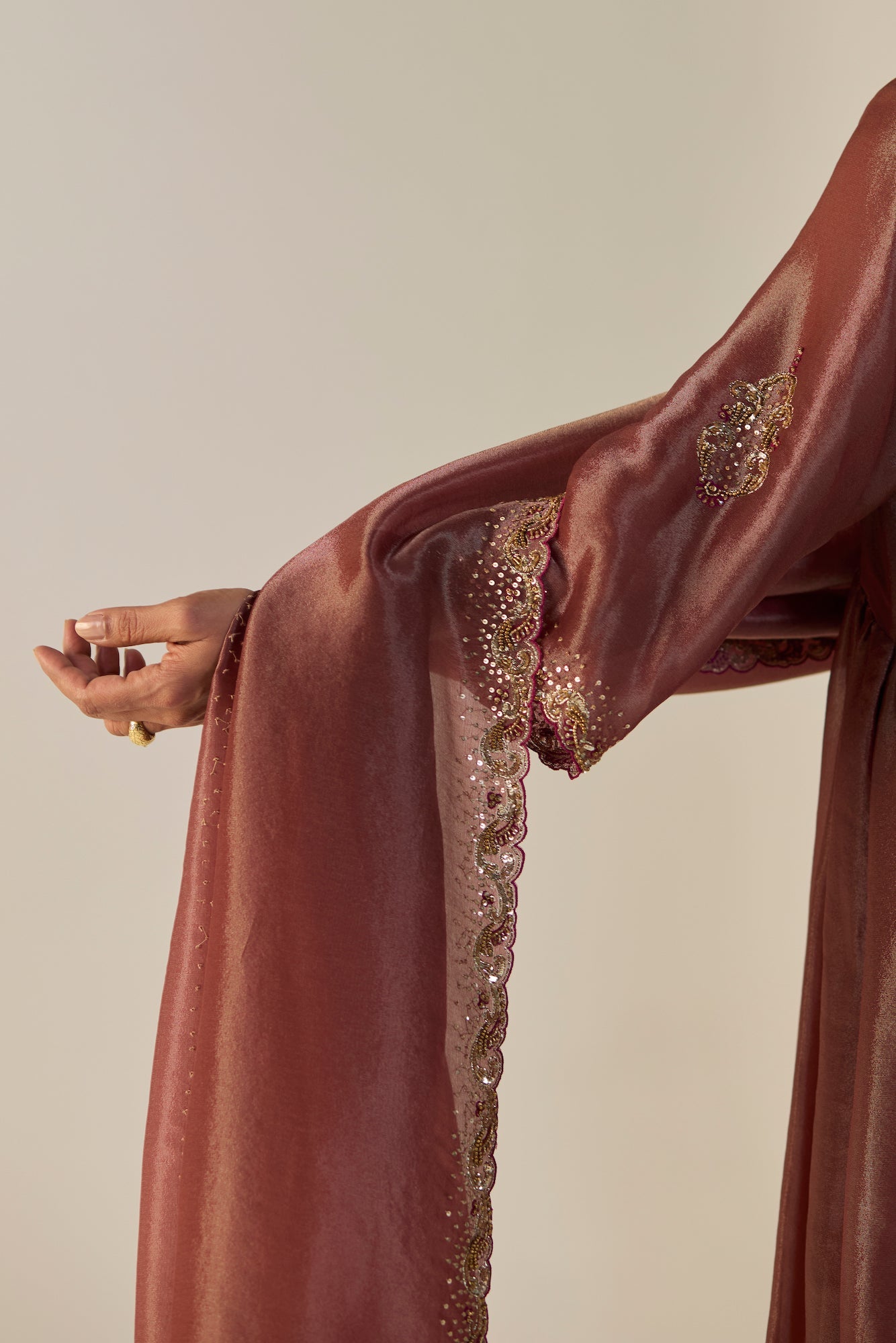 Elegant Rust Tissue Silk Lehenga Set: Kurta Skirt Dupatta Ensemble