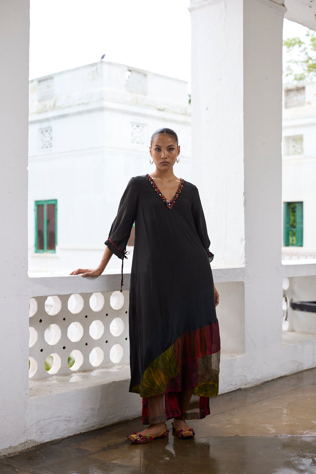 Black Impasto Tunic Set