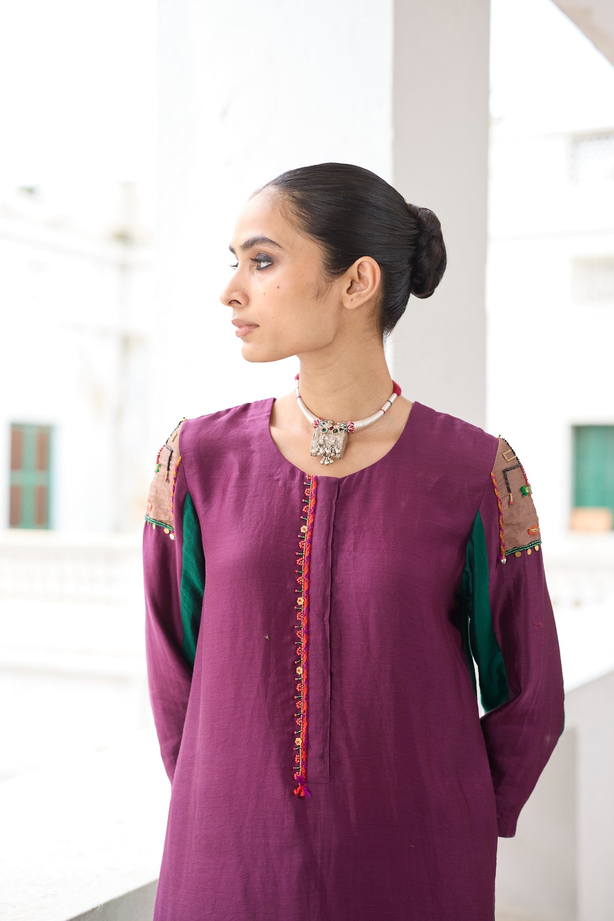 Green & Purple Imperial Tunic Set