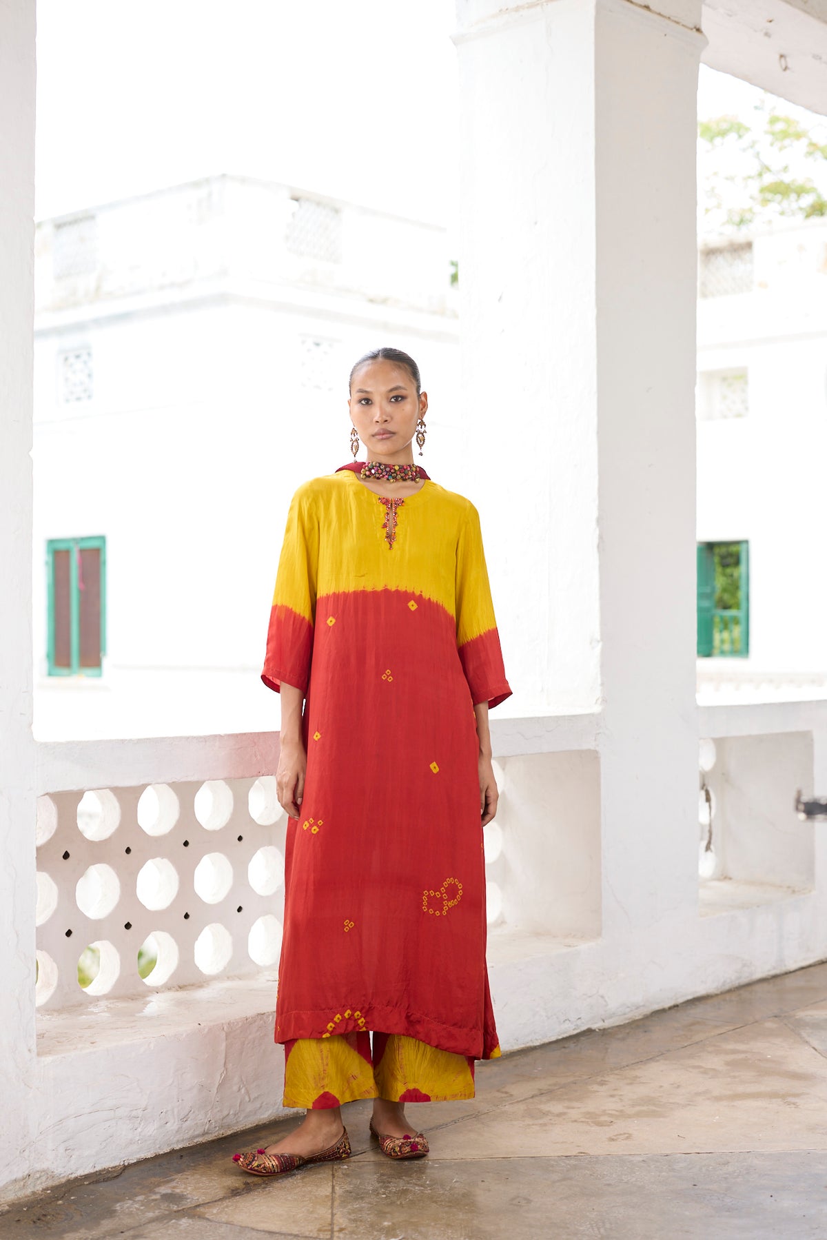 Yellow Orange Blaze Tunic Set