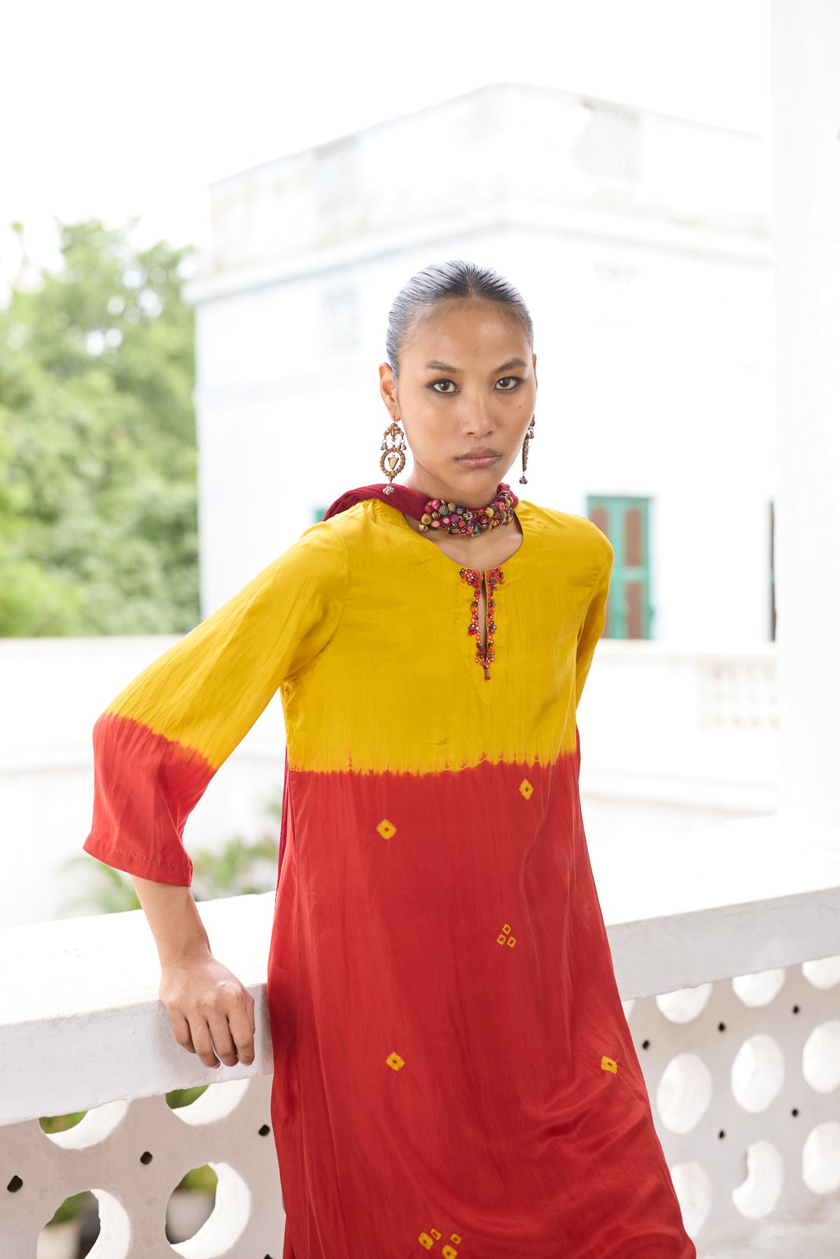 Yellow Orange Blaze Tunic Set