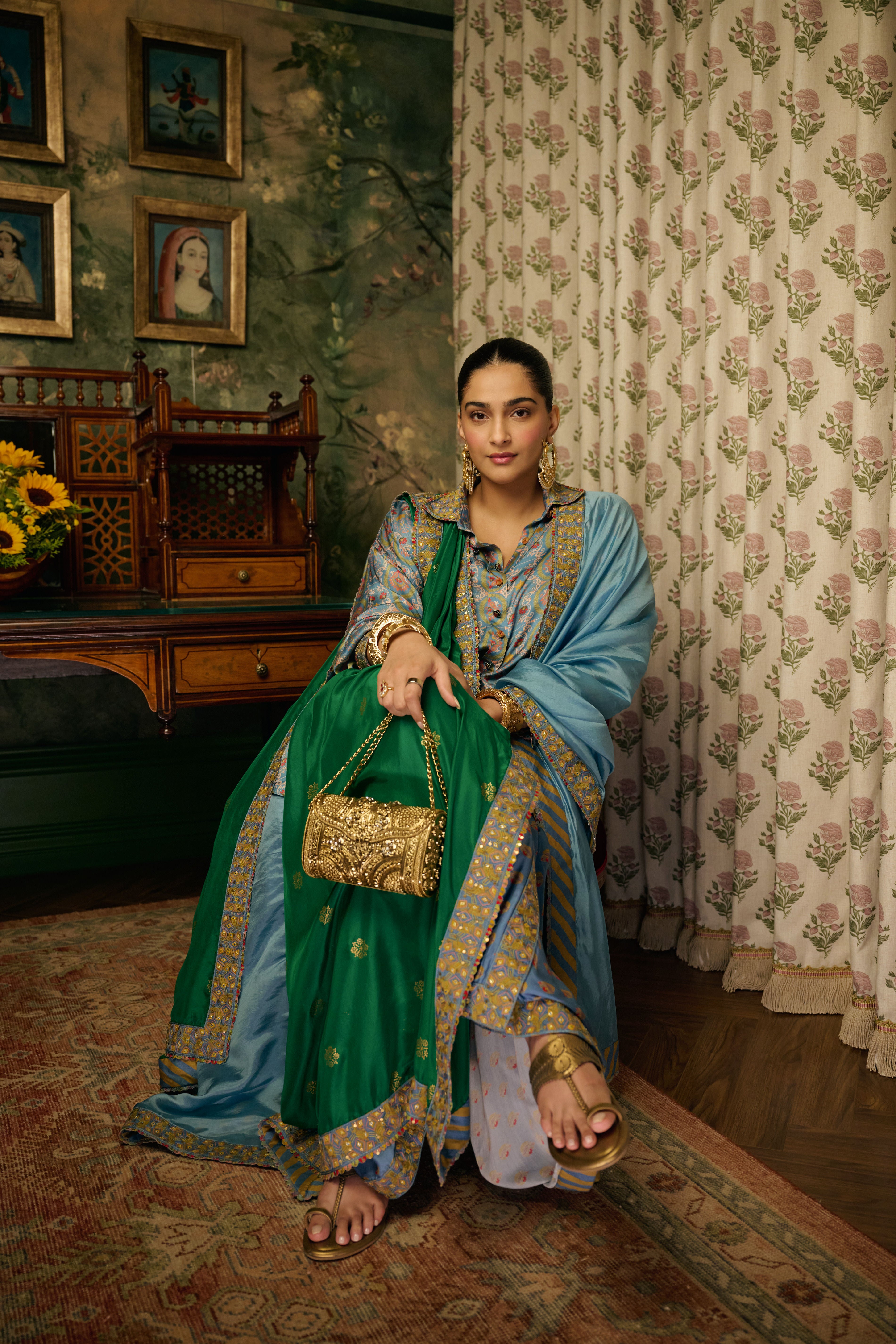 Sonaam kapoor in Shirt with Lungi Set
